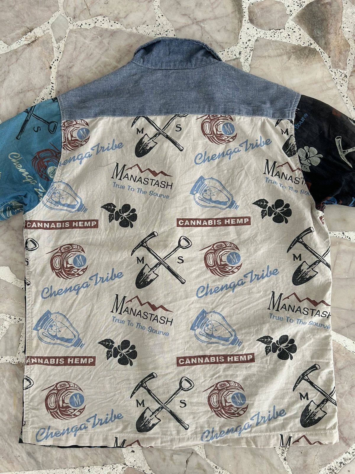 Manastash Chenga Tribe Overprint Cannabis Hemp Button Up Shirt Size US M / EU 48-50 / 2 - 10 Thumbnail