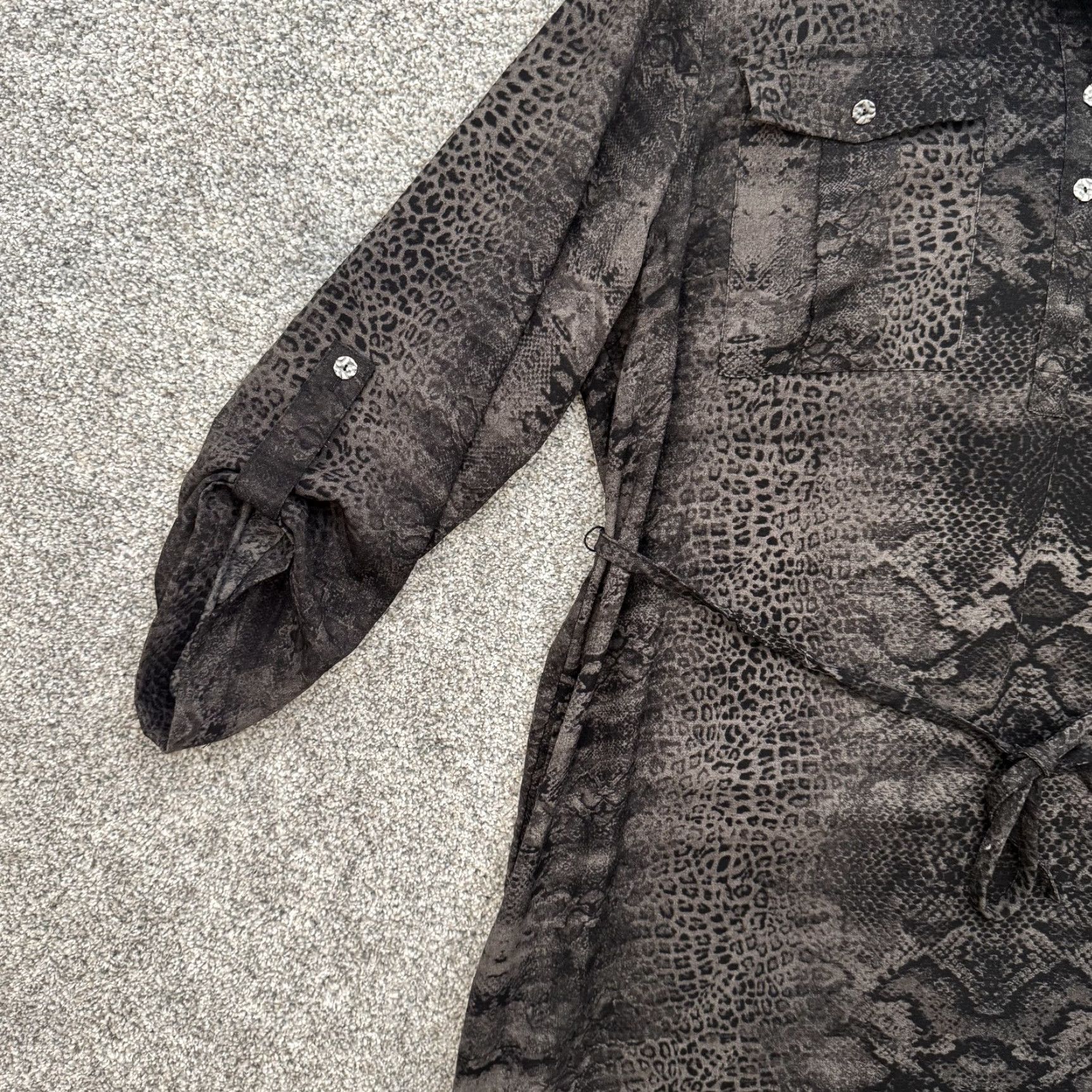 Vintage Animal Print Shirt Dress XL Belted Pockets Mob Wife Safari Boho Statement Resort Size XL / US 12-14 / IT 48-50 - 3 Thumbnail