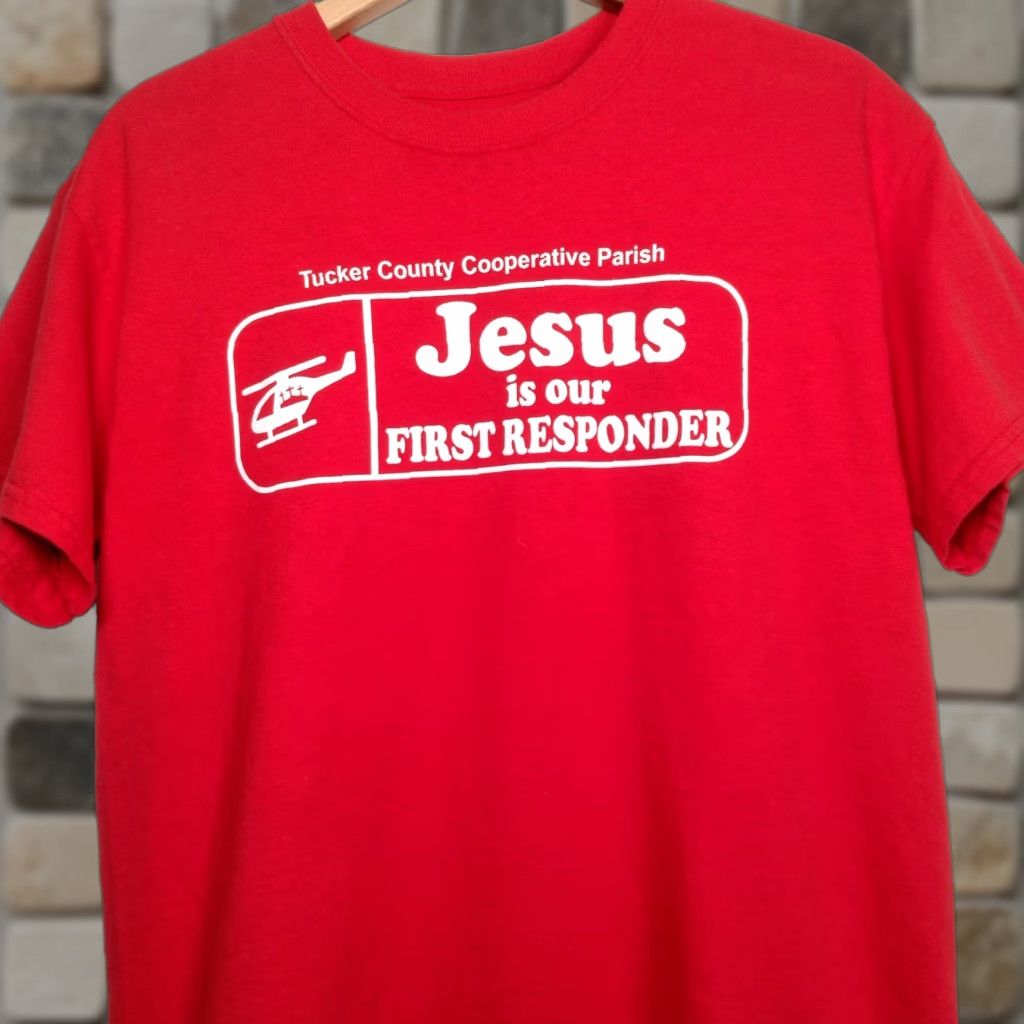Vintage VINTAGE Christian T-Shirt Men M Red Solid Short Sleeve Crew Neck Bible Verse John 3:16 Religious Church Jesus Is Our First Responder Graphic Size US M / EU 48-50 / 2 - 1 Thumbnail