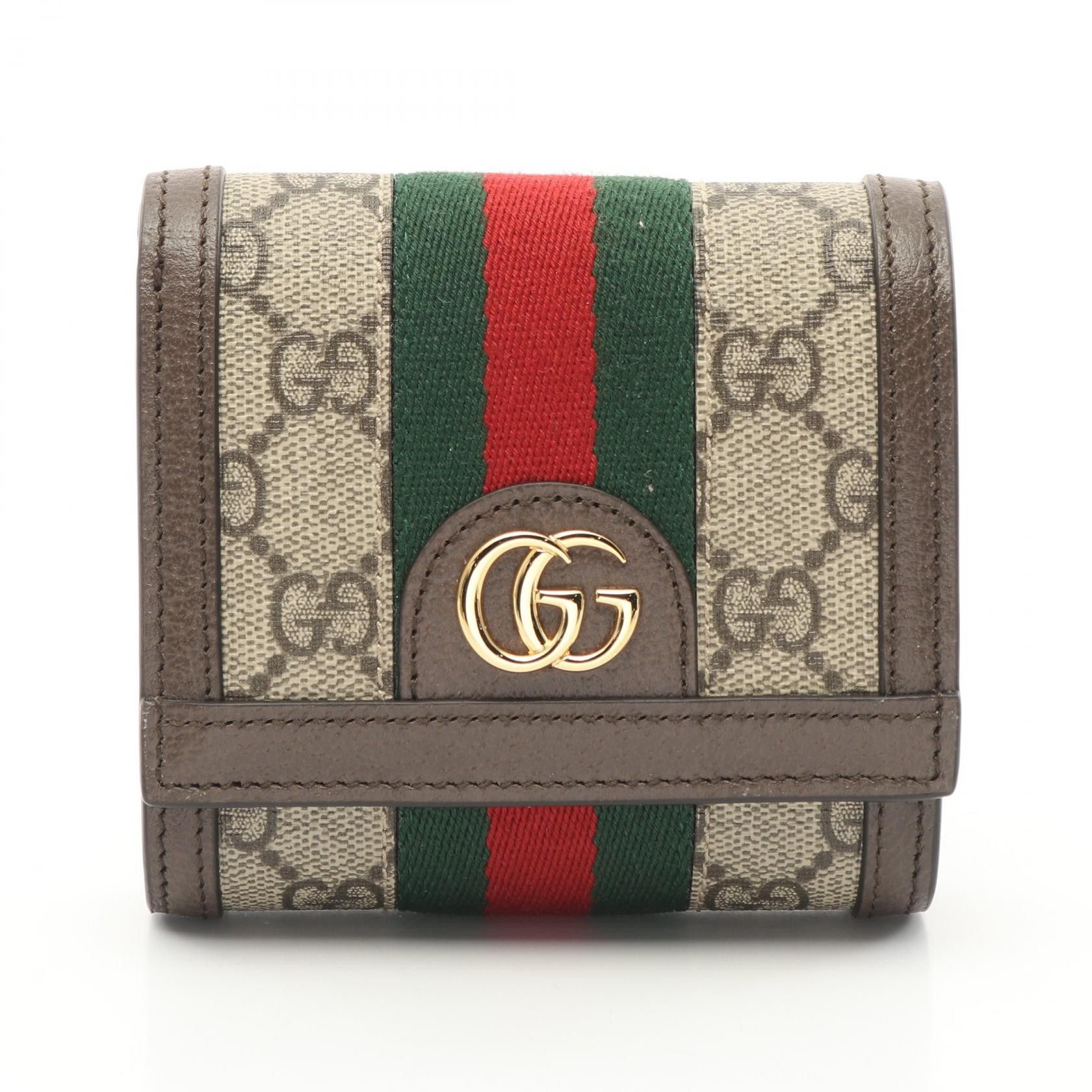 Gucci Gucci Ophidia Gg Wallet Sherry Line Bi-Fold Coated Canvas Leather Beige Brown Multicolor Size ONE SIZE - 1 Thumbnail