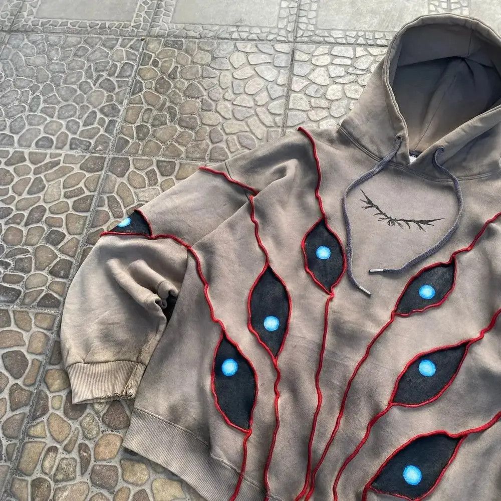 Japanese Brand × Vintage Reworked Style Punk Eye Patchwork Hoodie Size US L / EU 52-54 / 3 - 2 Thumbnail