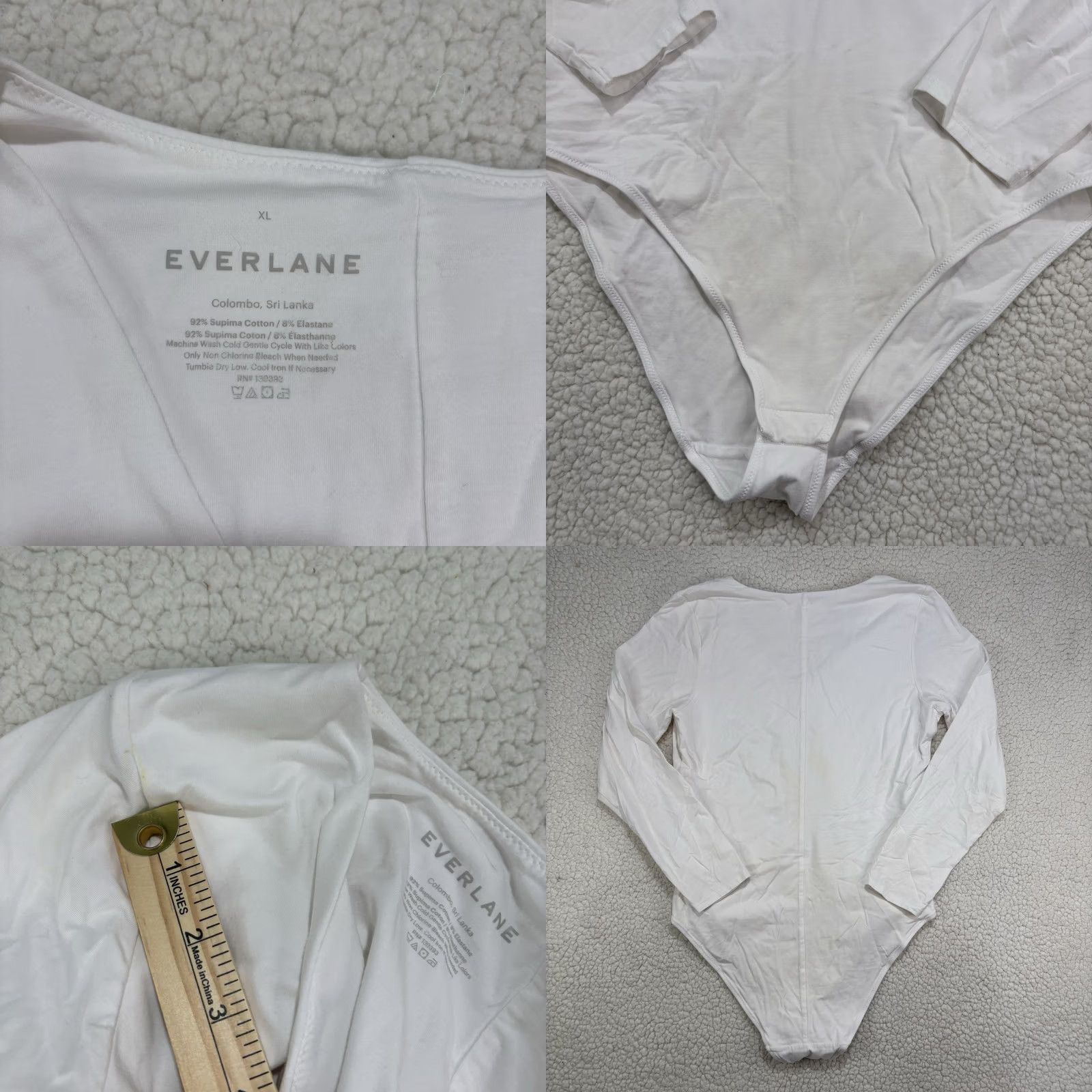 Everlane EVERLANE Long Sleeve V-Neck Bodysuits Womens XL Lavender White Soft Size XL / US 12-14 / IT 48-50 - 8 Thumbnail