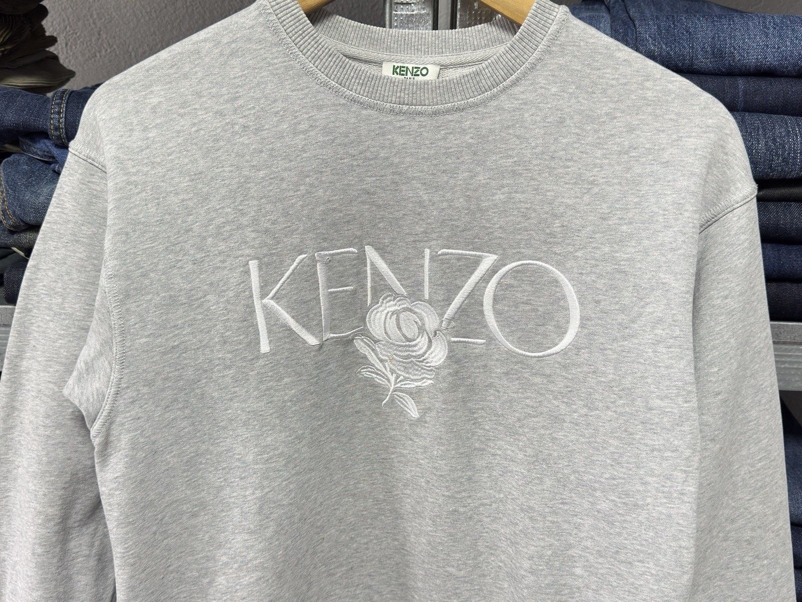 Kenzo KENZO Paris Flower Icon Gray Sweatshirt Made in Portugal Size XS / US 0-2 / IT 36-38 - 3 Thumbnail