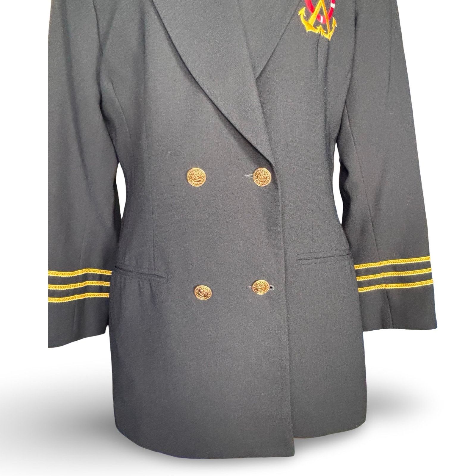 Vintage Vintage Eva Polini Nautical Navy Blazer Gold Buttons Anchor Size XL / US 12-14 / IT 48-50 - 3 Thumbnail