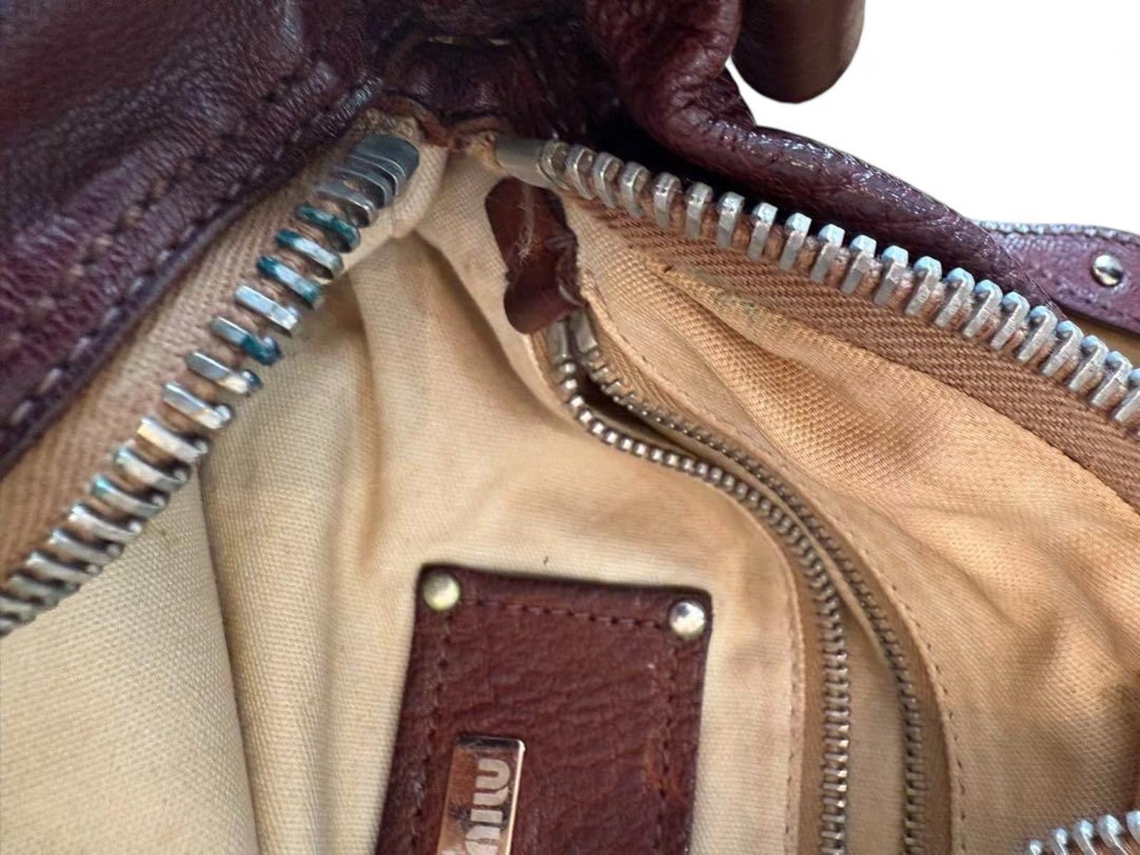 Miu Miu Miu Miu- Brown Leather Women's Shoulder Bag with Butterfly- Size ONE SIZE - 8 Thumbnail