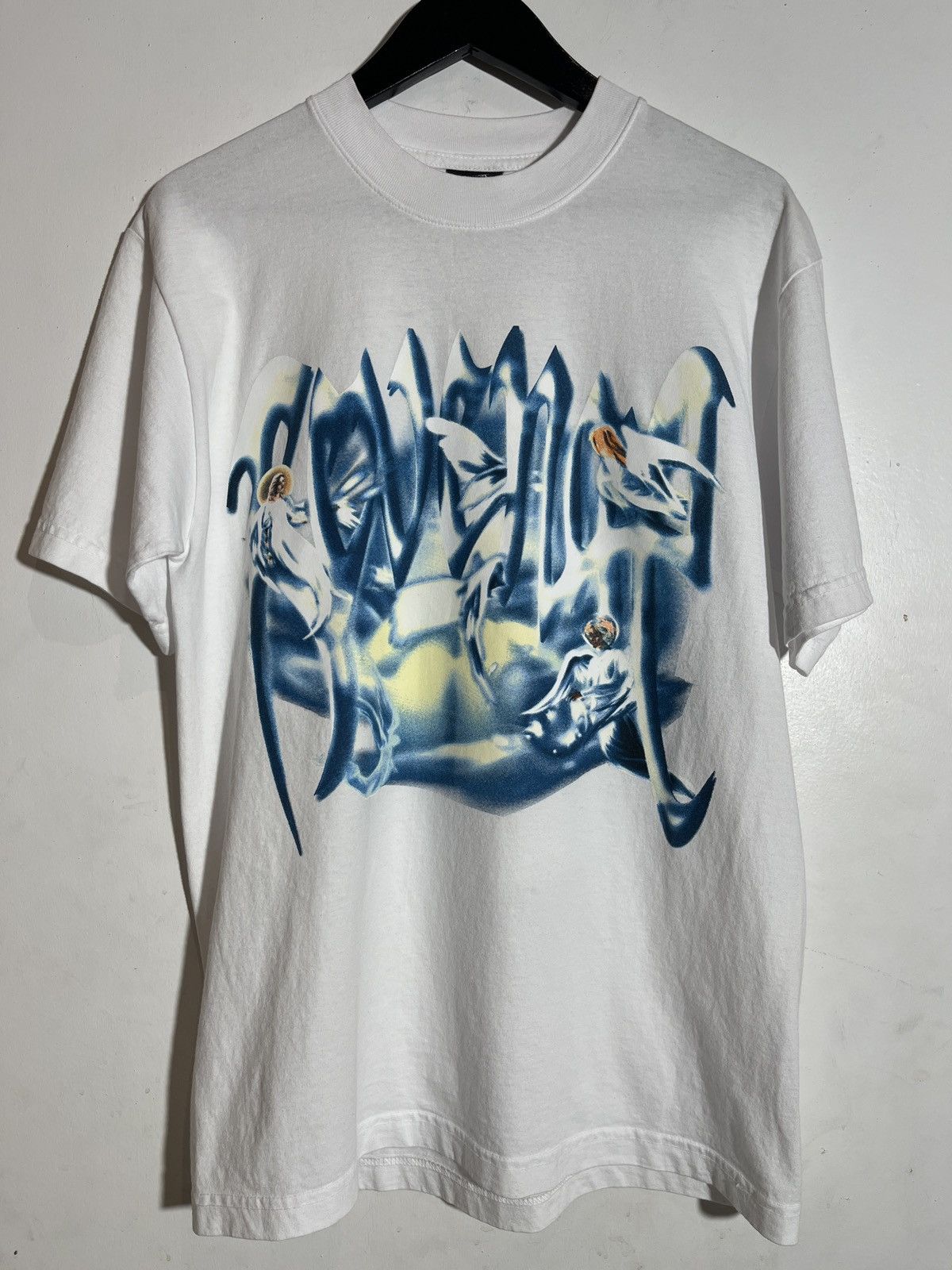 image of Revenge Tee - White/blue Graphic, Men's (Size Small)