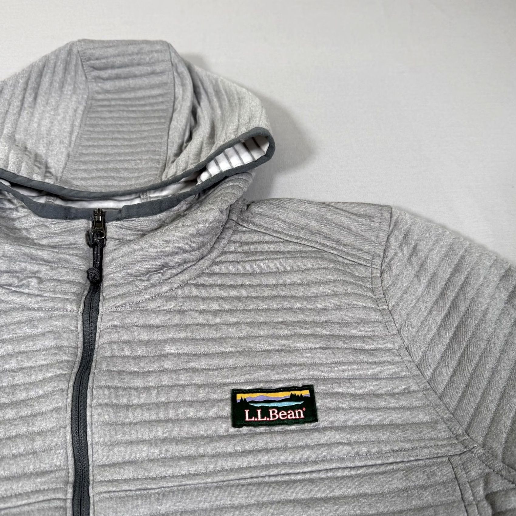 Vintage L.L. Bean Jacket Womens XL Petite Gray Airlight Knit Zip Up Sweater Outdoor Hike Size XL / US 12-14 / IT 48-50 - 3 Thumbnail