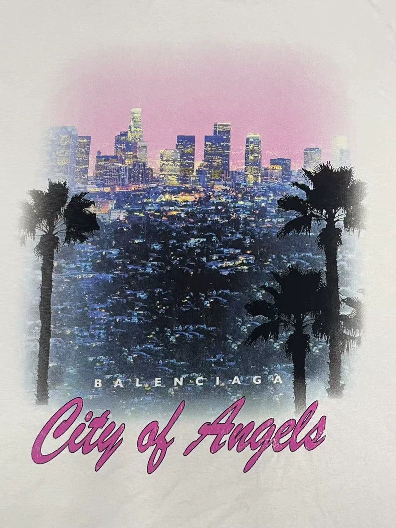 Balenciaga Balenciaga City of Angels Graffiti Cotton Crew Neck Short Size US L / EU 52-54 / 3 - 3 Thumbnail