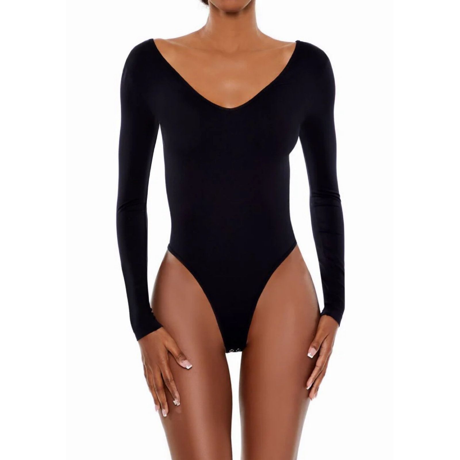 Forever 21 Forever 21 Seamless Thong Bodysuit Long Sleeve Black NWT S Size S / US 4 / IT 40 - 23 Thumbnail