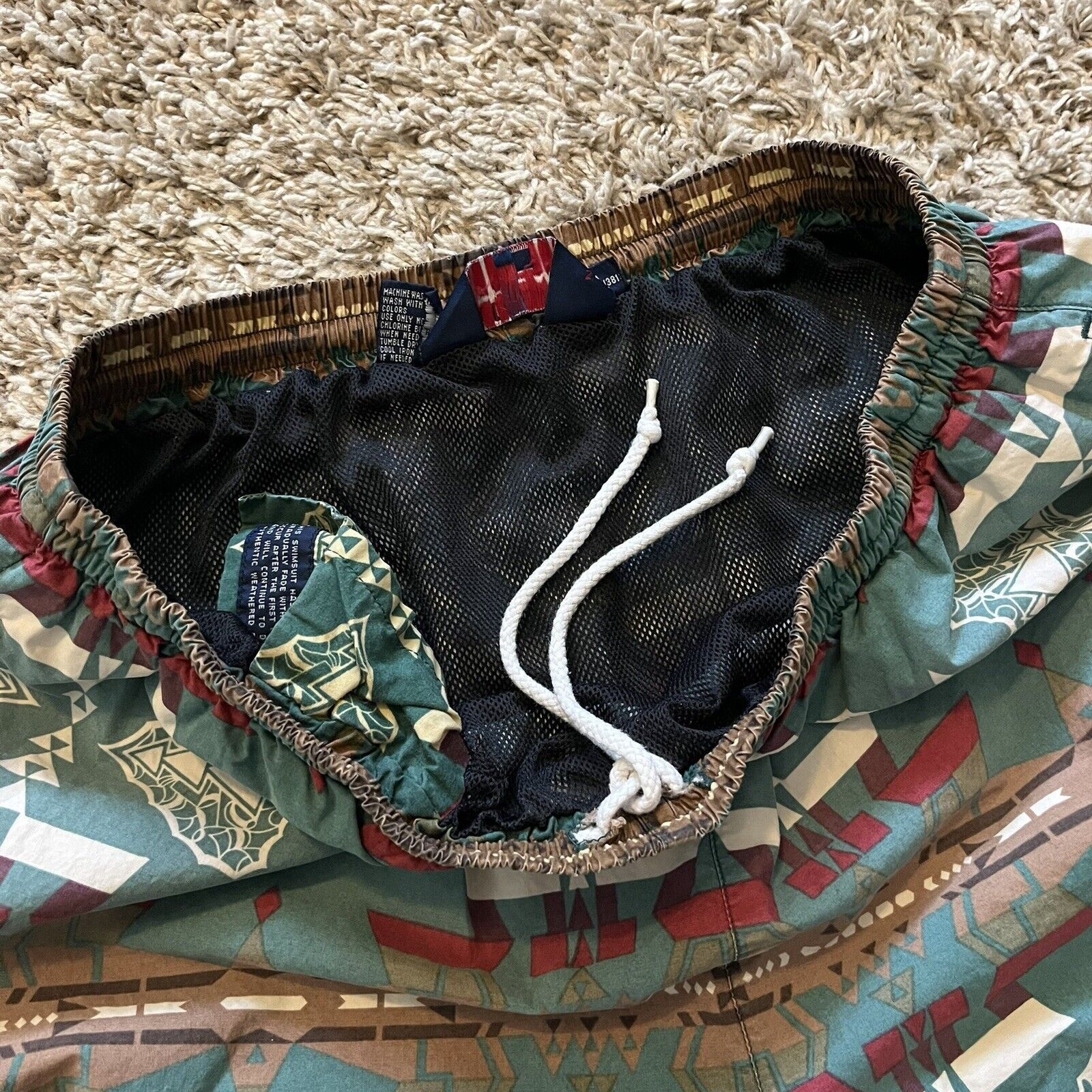 Polo Ralph Lauren × Vintage 90s Polo Sport Aztec Navajo Swim Trunks Board Shorts 5” L Size US 34 / EU 50 - 2 Thumbnail