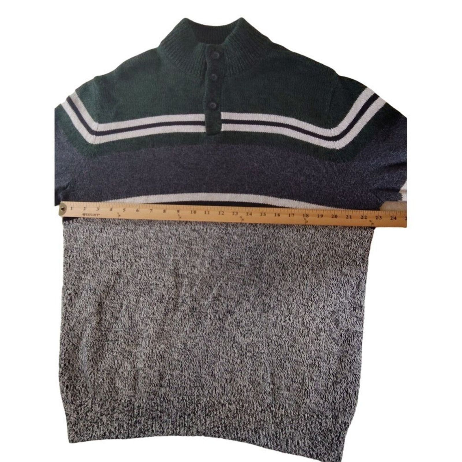 Chaps Chaps Striped Mock Neck 3 Button Sweater Colorblock Mens XL Size US XL / EU 56 / 4 - 4 Thumbnail