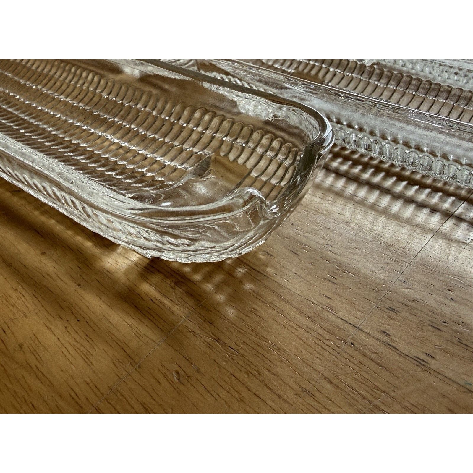 Other 5 Vintage Clear Glass CORN ON THE COB Pressed Dish Size ONE SIZE - 4 Thumbnail