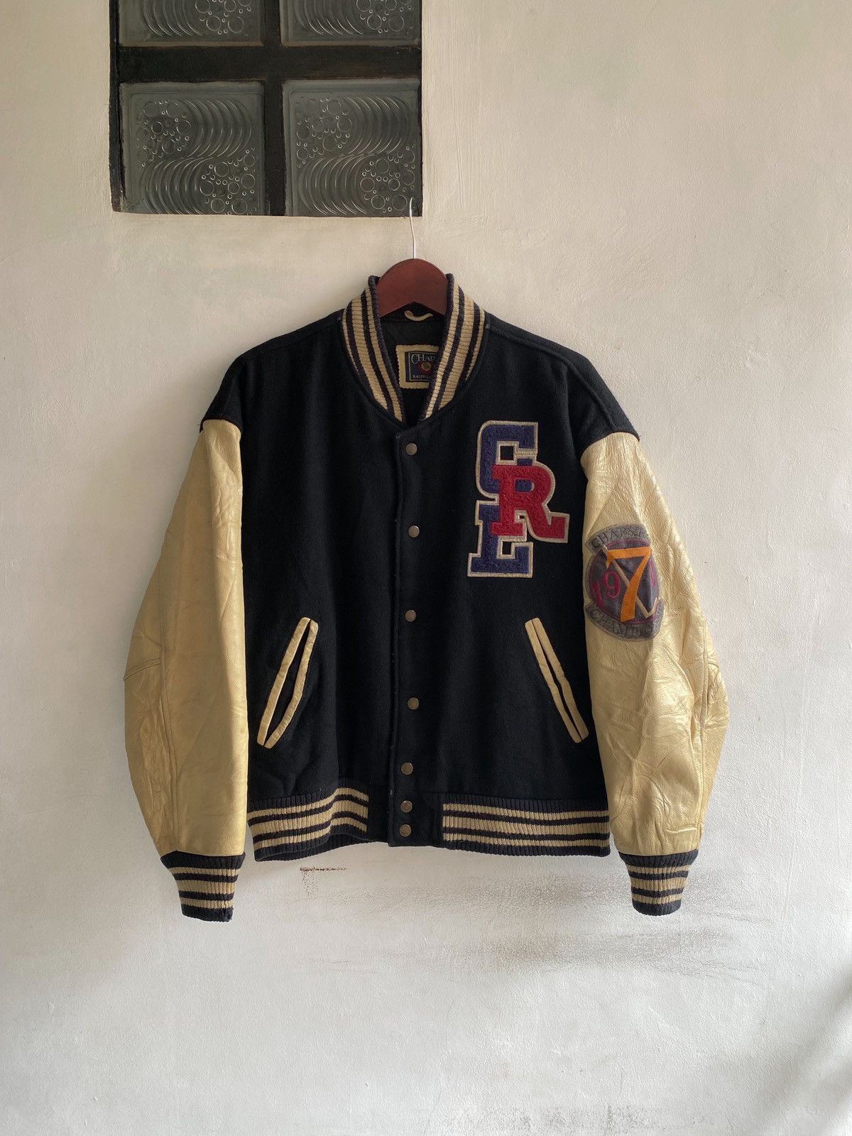 Chaps Ralph Lauren × Ralph Lauren Vtg Chaps Ralph Lauren Varsity Wool Leather Size US L / EU 52-54 / 3 - 3 Thumbnail