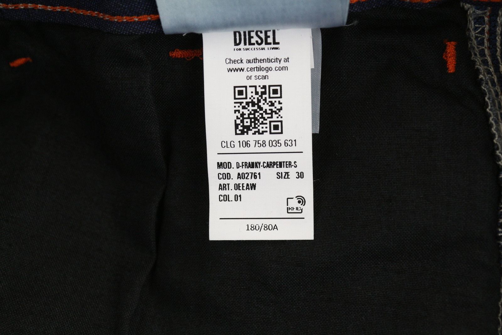 Diesel D-FRANKY CARP JOGG 0EEAW W30 Straight Stretch Jeans 40926 Size US 30 / EU 46 - 12 Thumbnail