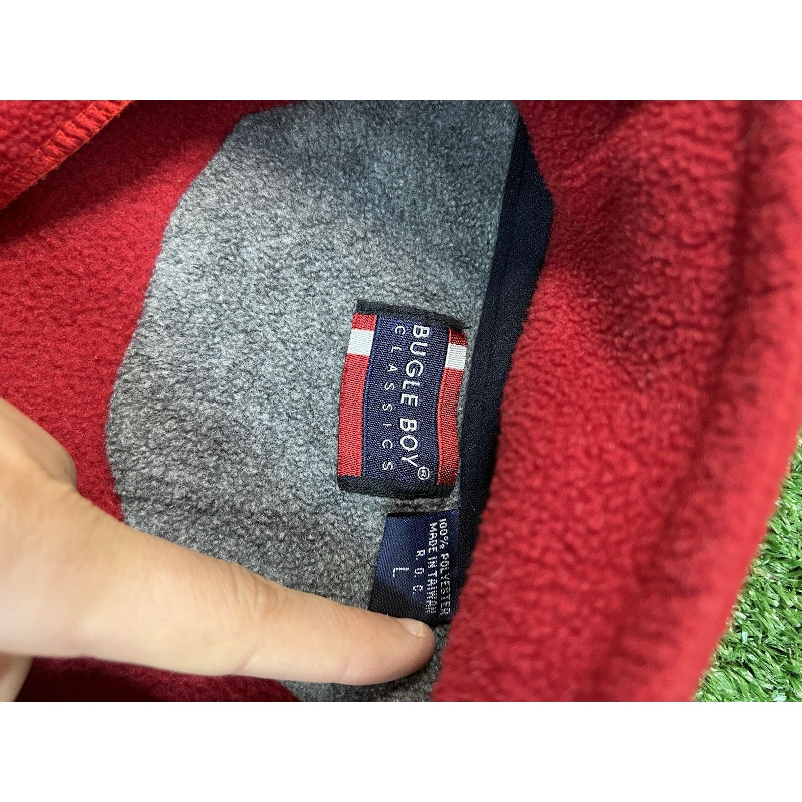 Bugle Boy Vintage 90s Bugle Boy leece Size LG Jacket Red 1/4 Zip Size US L / EU 52-54 / 3 - 3 Thumbnail