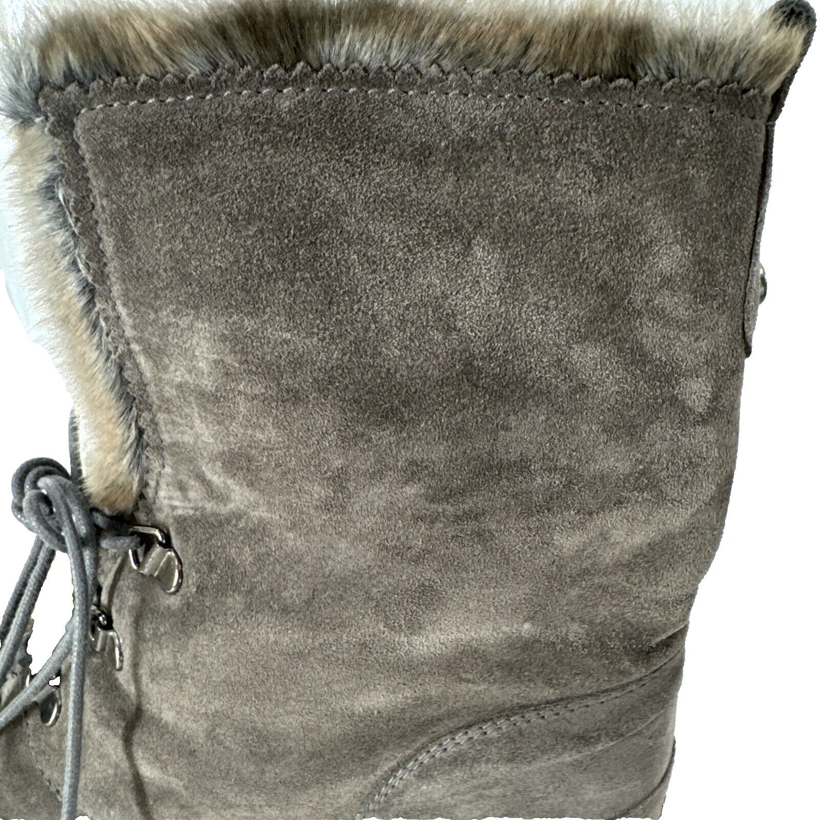 Stuart Weitzman Stuart Weitzman Designer Gray Suede Faux Fur Boots 7.5 Moto Size US 7.5 / IT 37.5 - 12 Thumbnail
