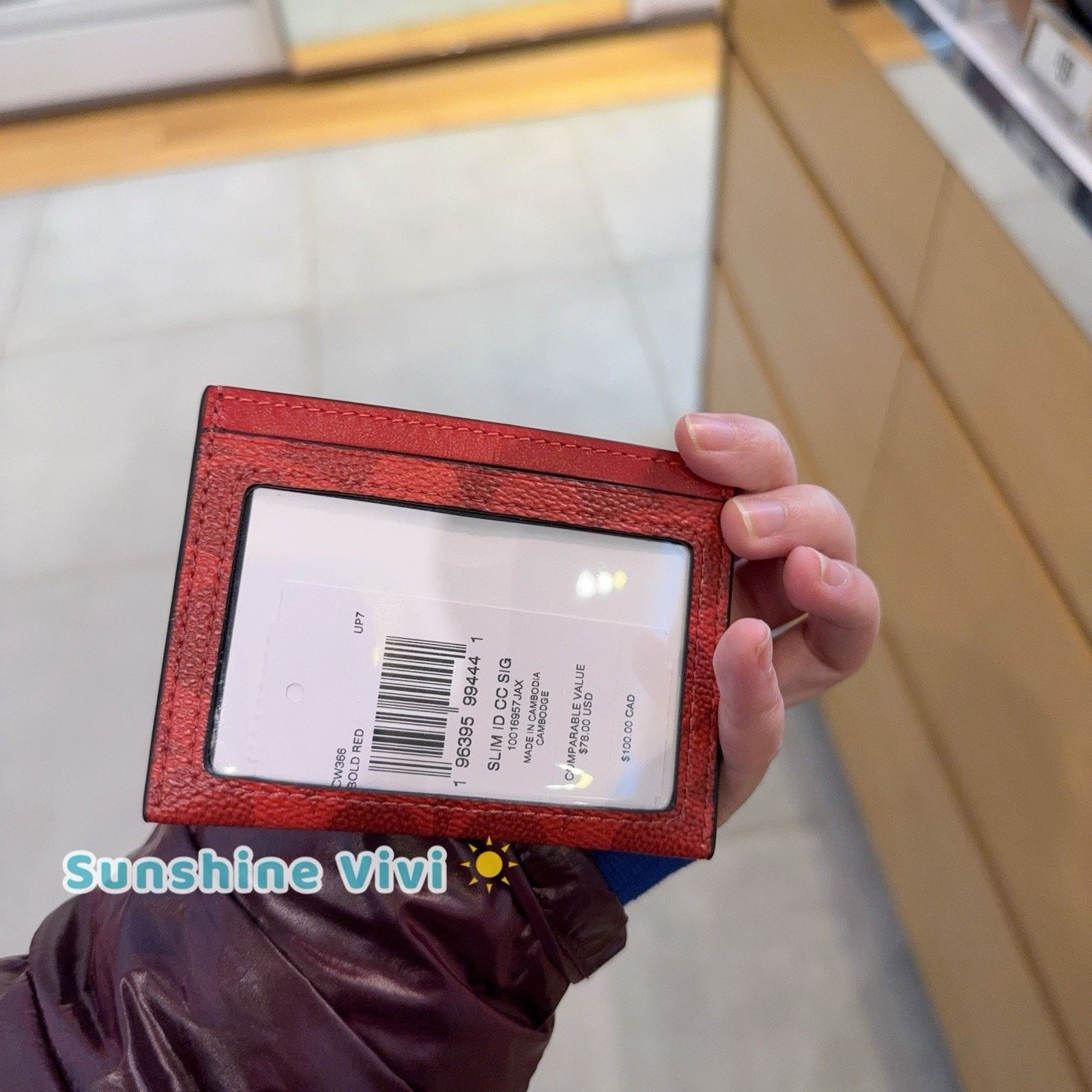 Coach NWT Coach Slim Id Card Case Signature Canvas CW366 Bold Red Size ONE SIZE - 2 Thumbnail