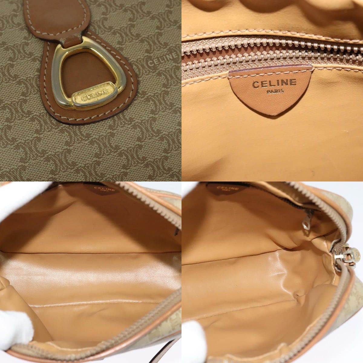 Celine CELINE Macadam Canvas Shoulder Bag Beige Gold Size ONE SIZE - 11 Thumbnail