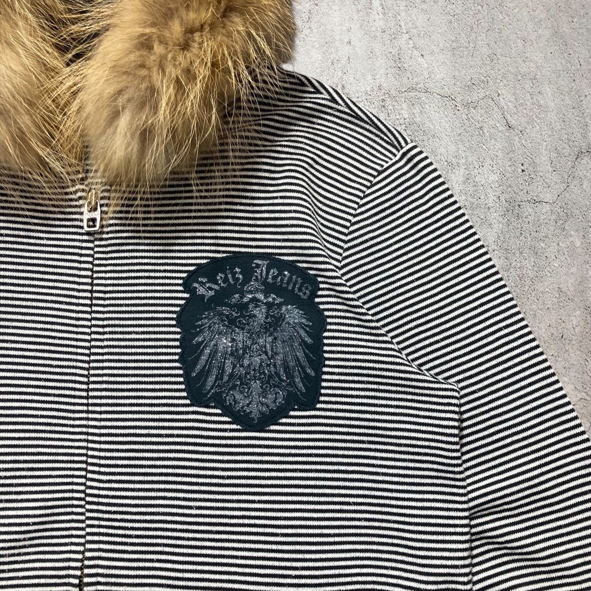Japanese Brand 2000s Reiz Jeans Poem Striped Fur Ziphoodie Punk Lgb Style Size US M / EU 48-50 / 2 - 5 Thumbnail