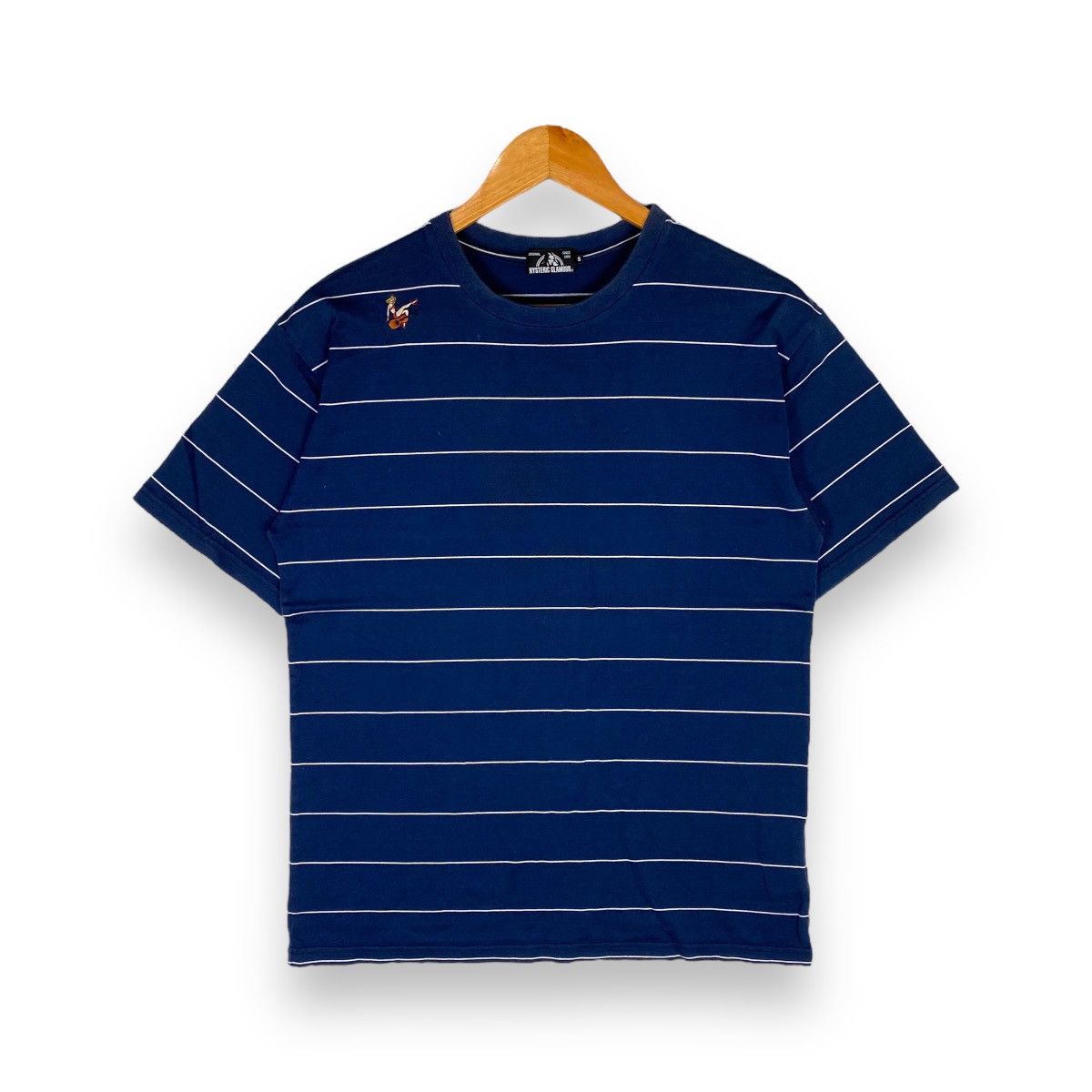 image of Hysteric Glamour Striped Design Tee in Navy, Men's (Size Small)