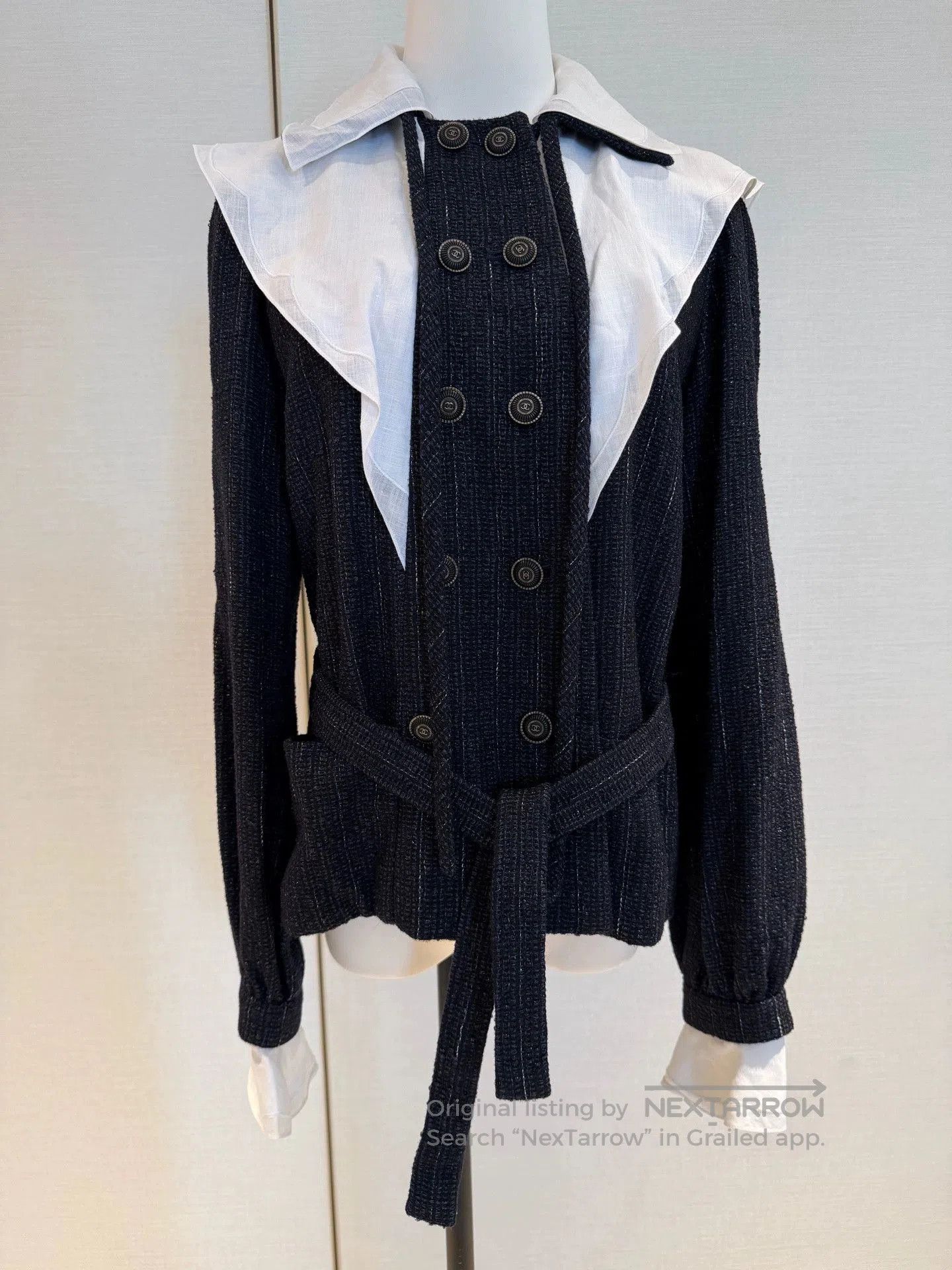 Chanel Chanel Blue Black Sequin Double-Breasted Coat. Size US XS / EU 42 / 0 - 1 Thumbnail