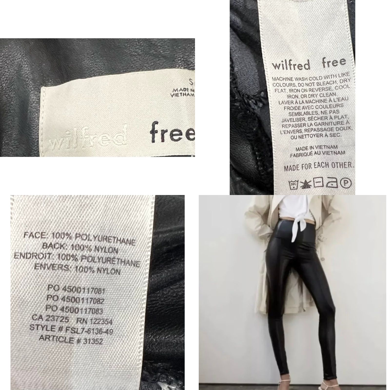 Aritzia VINTAGE Wilfred Leggings High Rise Black Daria Faux Leather Women’s S Size 28" / US 6 / IT 42 - 8 Thumbnail
