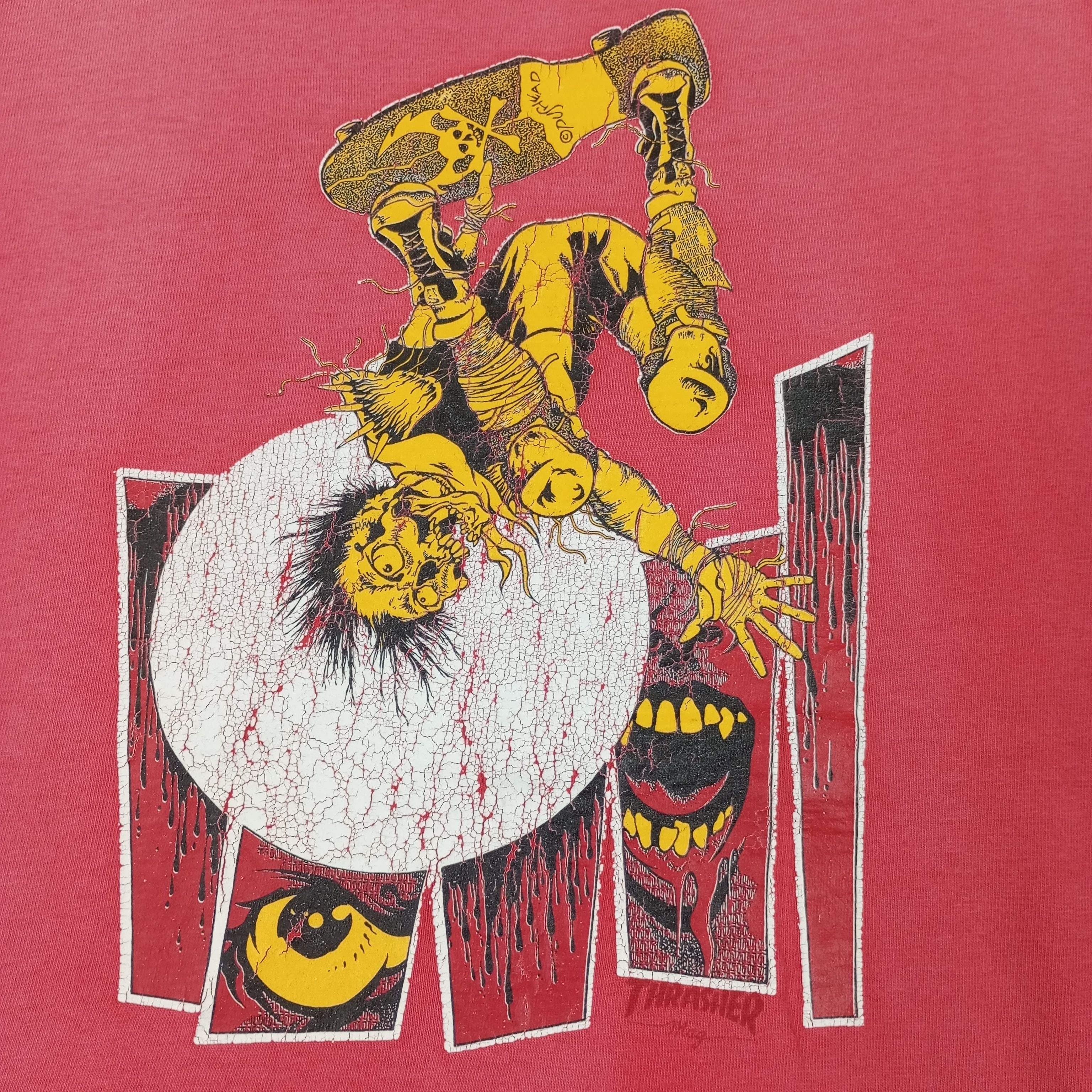 Thrasher × Vintage Thrasher Skater Style Vintage Faded Distressed Tshirt Size US L / EU 52-54 / 3 - 2 Thumbnail