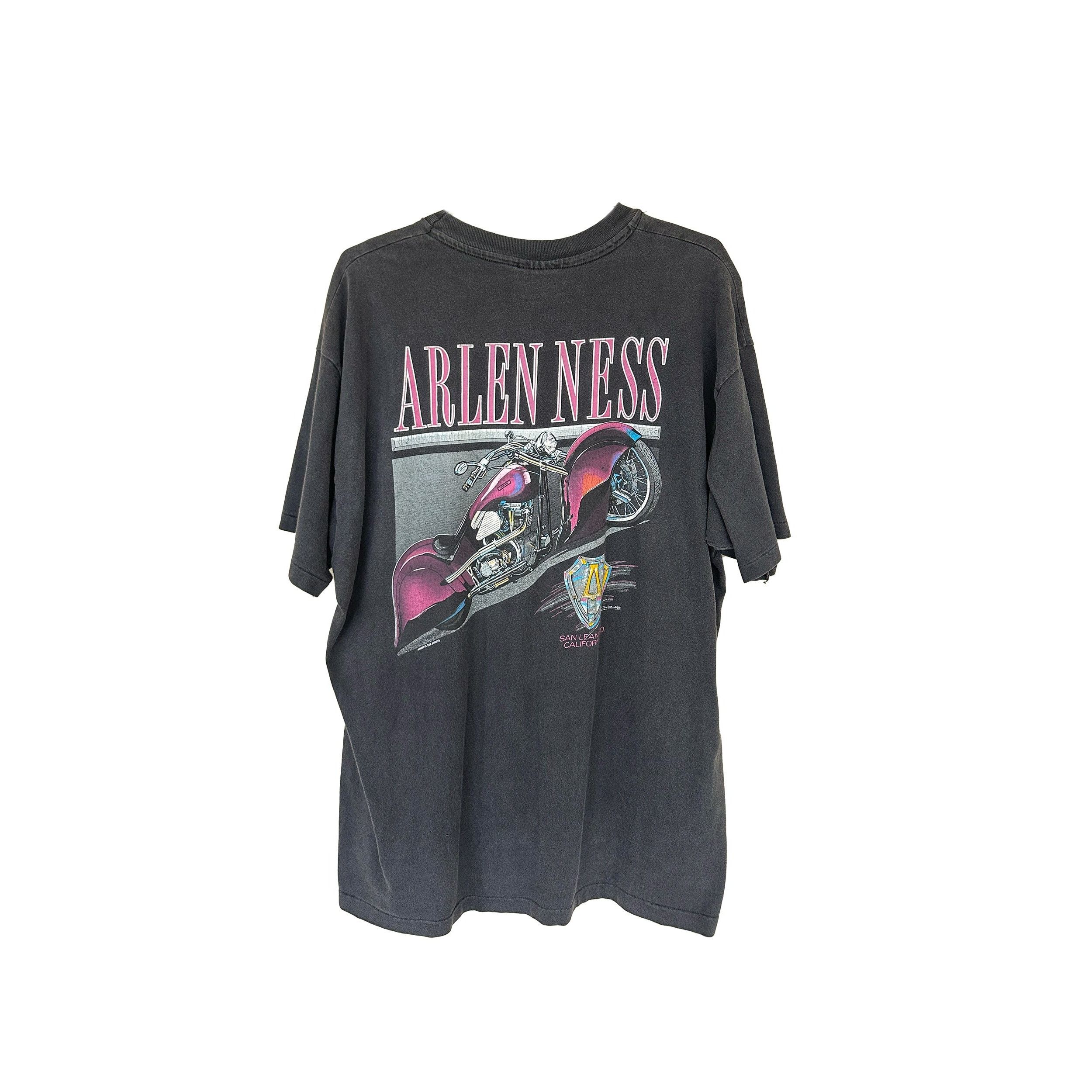 Vintage VINTAGE ARLEN NESS MOTORCYCLE TEE FADED PURPLE/YELLOW Size US XL / EU 56 / 4 - 2 Thumbnail
