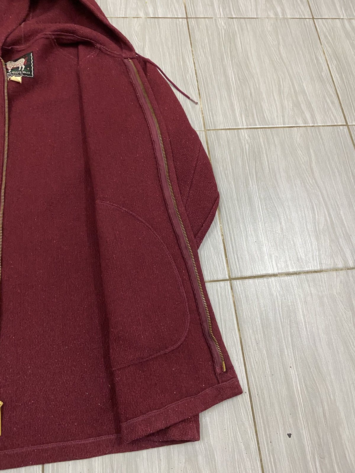 Woolrich Woolen Mills Vtg Woolrich Wool Hoodie Jacket | Talon Zipper | Burgundy Size US L / EU 52-54 / 3 - 7 Thumbnail