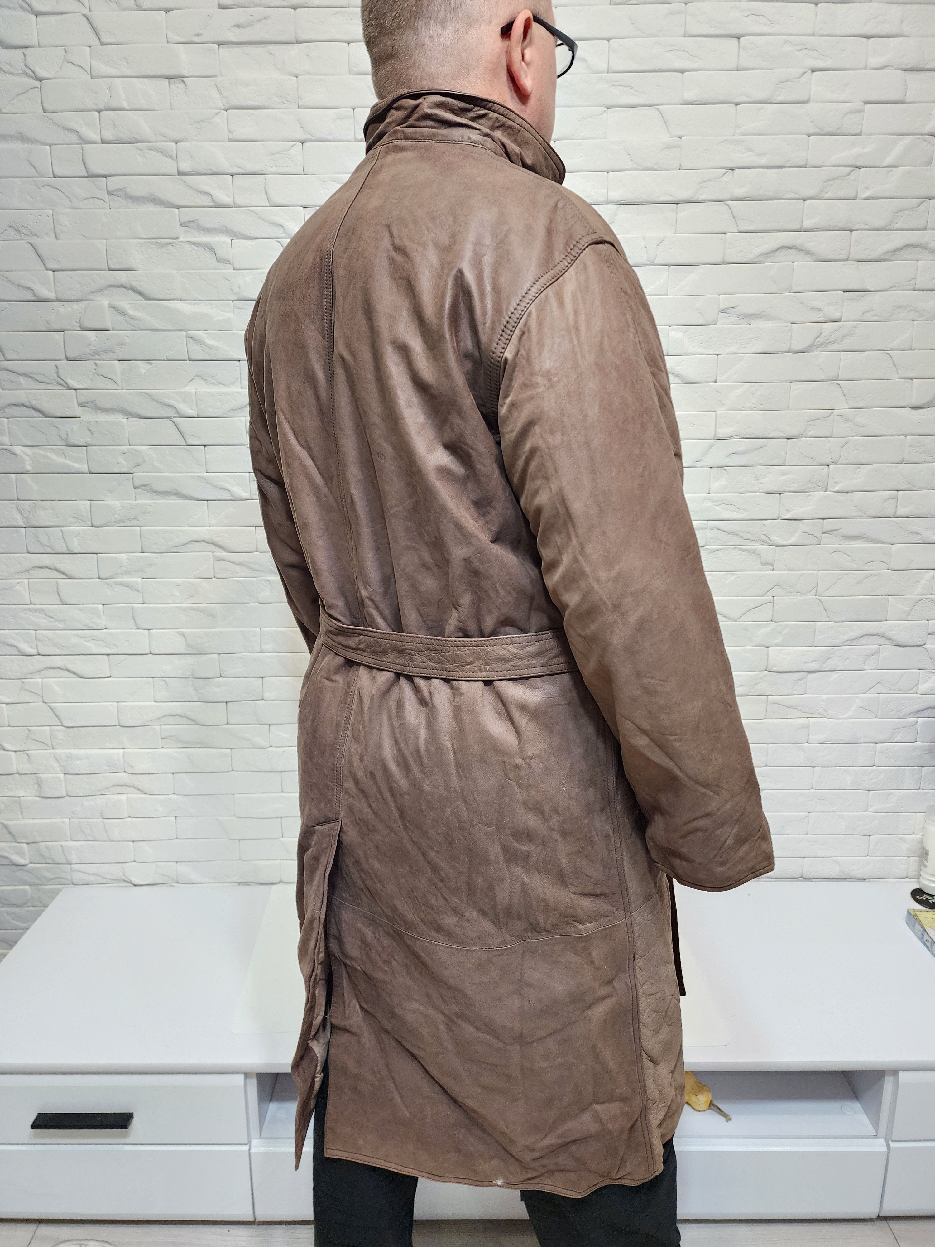 Genuine Leather Brown Genuine Leather Men's Coat with Belt Size US L / EU 52-54 / 3 - 7 Thumbnail