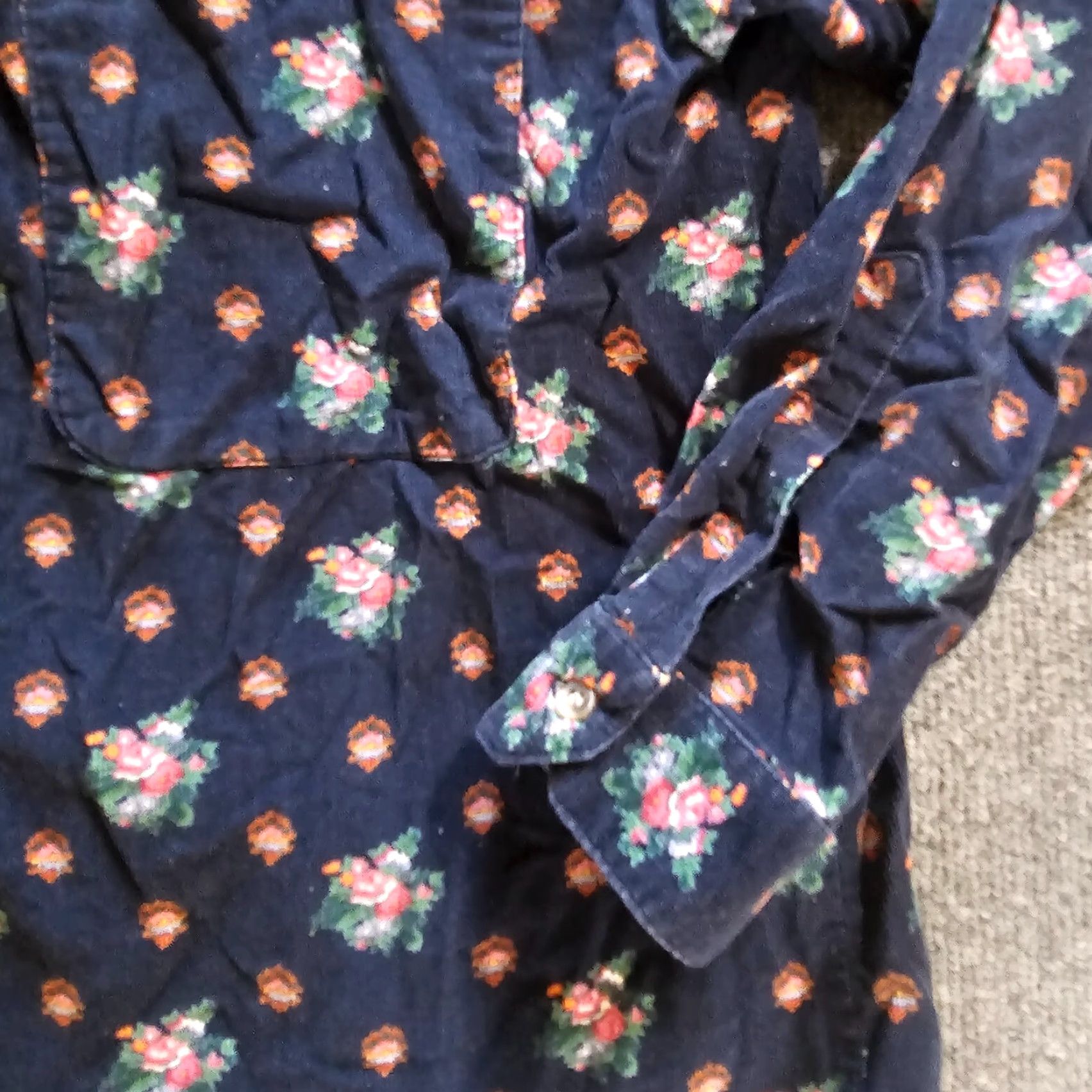 Eddie Bauer Eddie Bauer Top Shirt Womens 14 Blue Corduroy Floral Button Long Sleeve Casual Size XL / US 12-14 / IT 48-50 - 6 Thumbnail