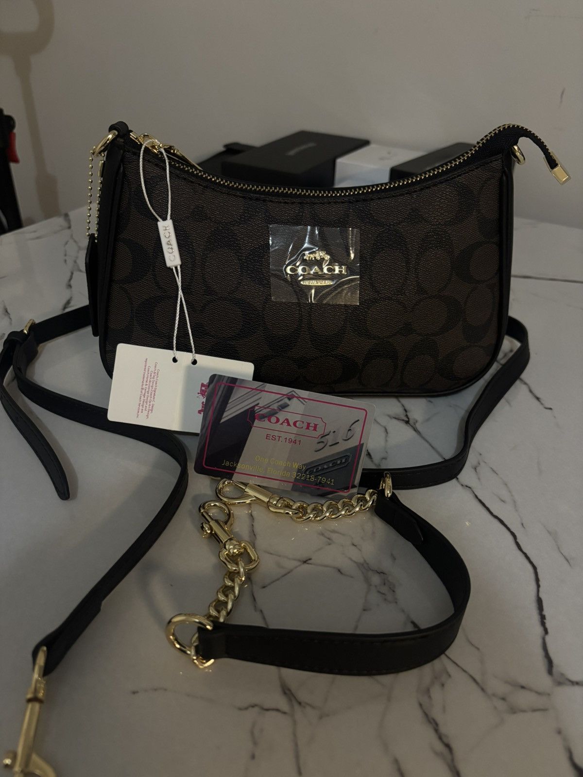 Coach Coach Signature Shoulder Bag (Brown/Black) Size ONE SIZE - 1 Thumbnail