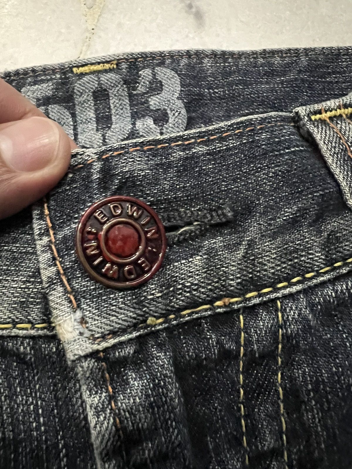 Edwin × If Six Was Nine × Le Grande Bleu (L.G.B.) 💥FLARE💥VINTAGE EDWIN 503 BLUE TRIP FLARE JEANS RARE Size US 32 / EU 48 - 11 Thumbnail