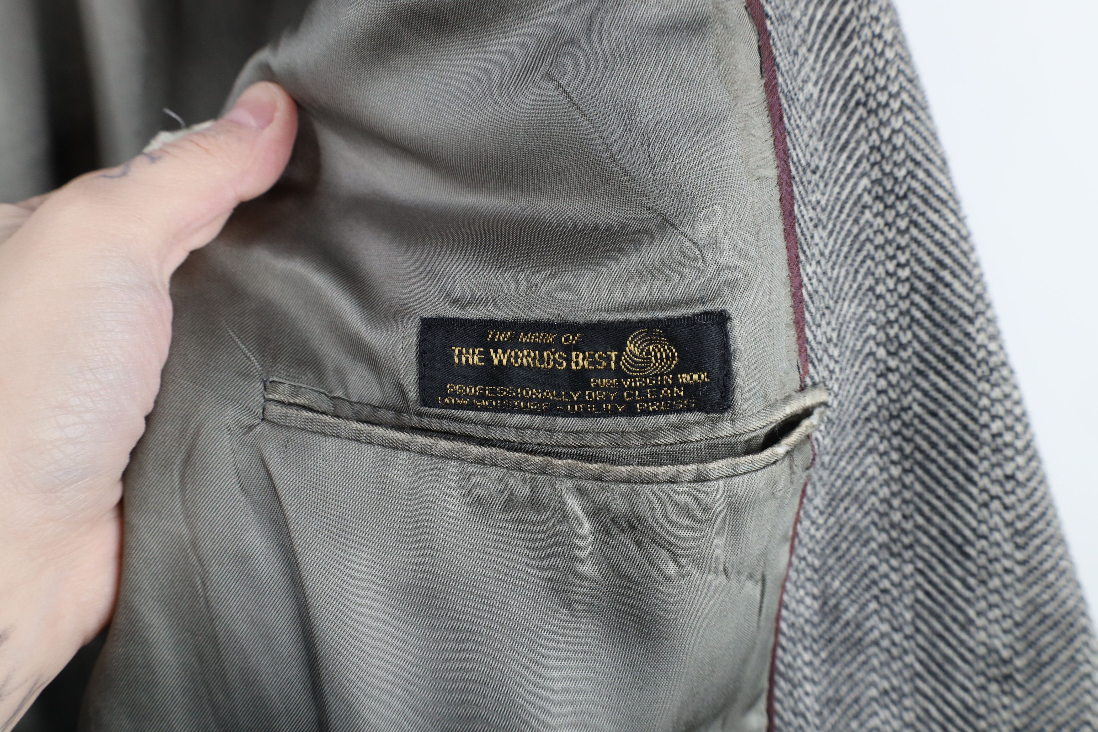 Vintage Vintage 90s Streetwear Wool Tweed Herringbone Blazer Jacket Size US L / EU 52-54 / 3 - 13 Thumbnail