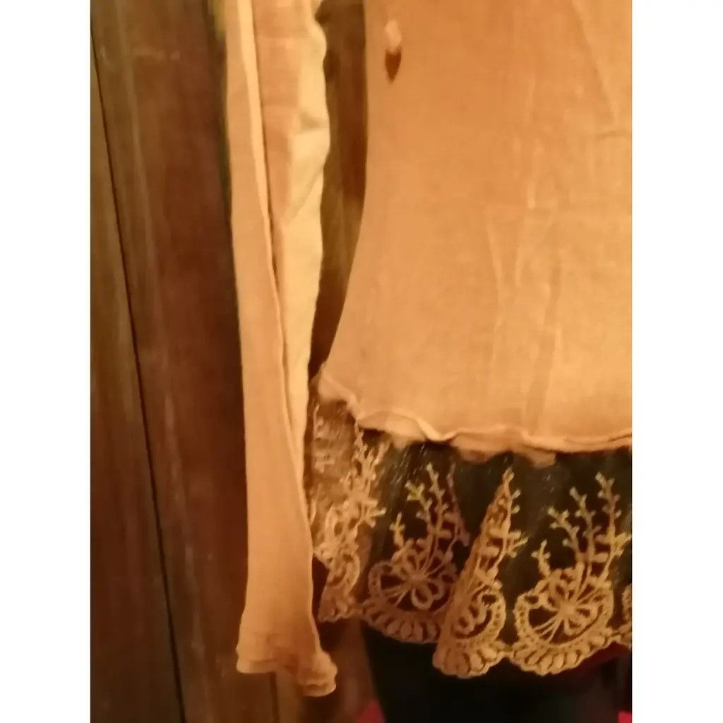 Other Orange Long Sleeve Lace Hem Cardigan Size M / US 6-8 / IT 42-44 - 2 Thumbnail