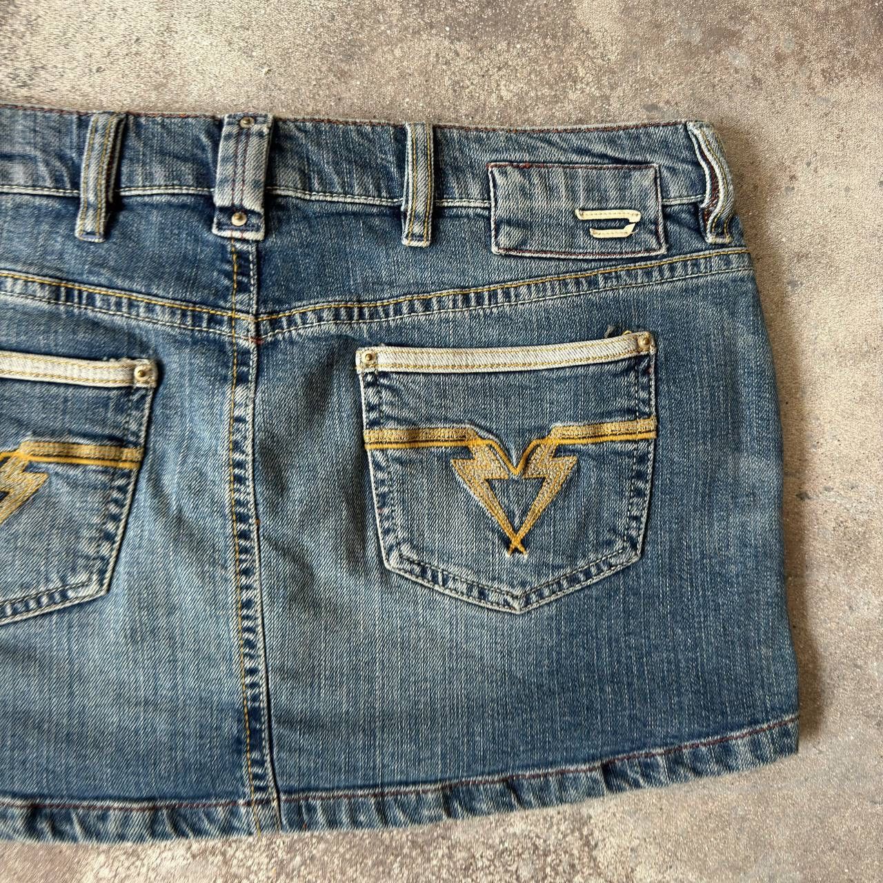 Diesel × Vintage Y2K Diesel Vintage Washed Denim Mini Skirt Size 28" / US 6 / IT 42 - 6 Thumbnail