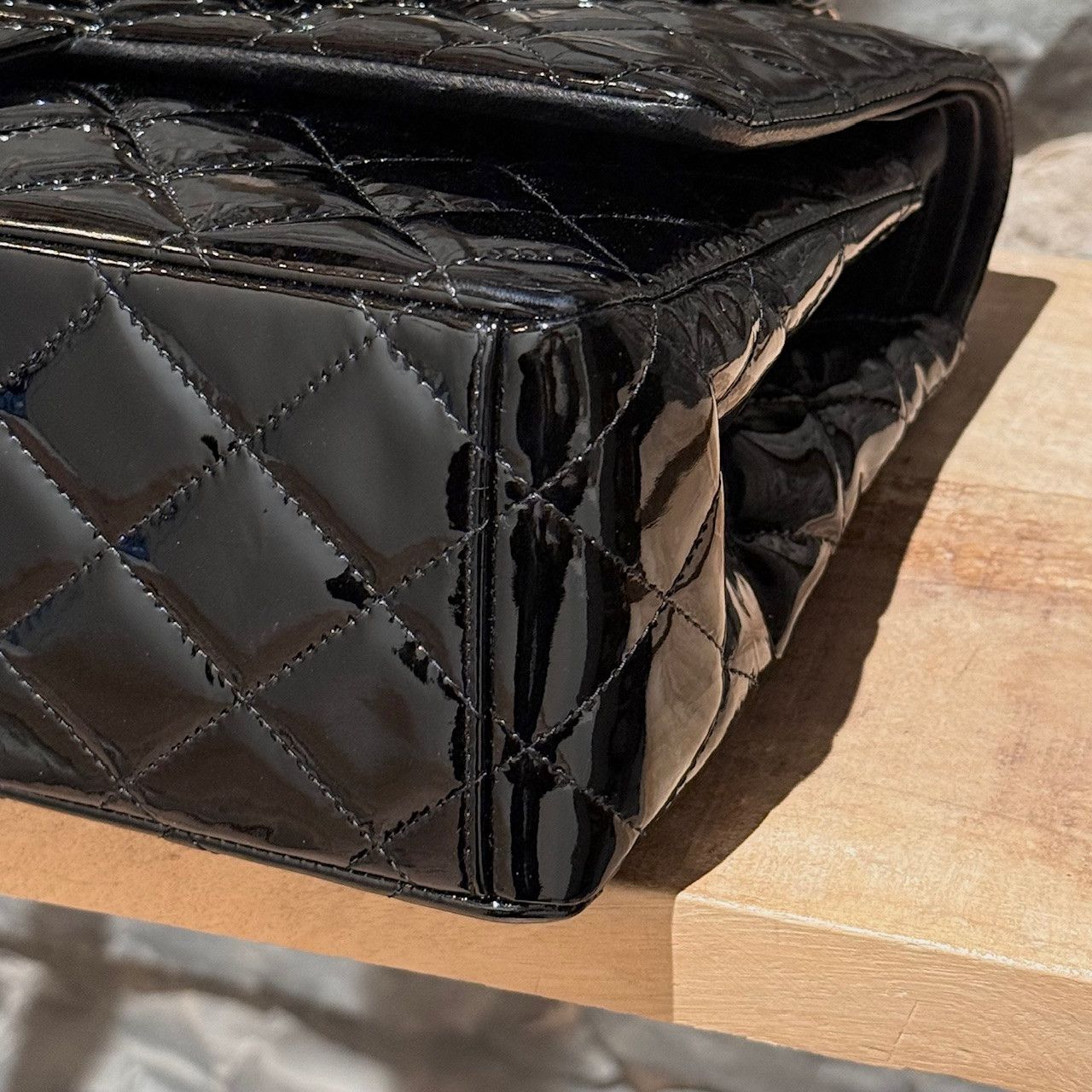 Chanel Chanel Black Patent Leather Maxi Classic Double Flap Bag Size ONE SIZE - 10 Thumbnail