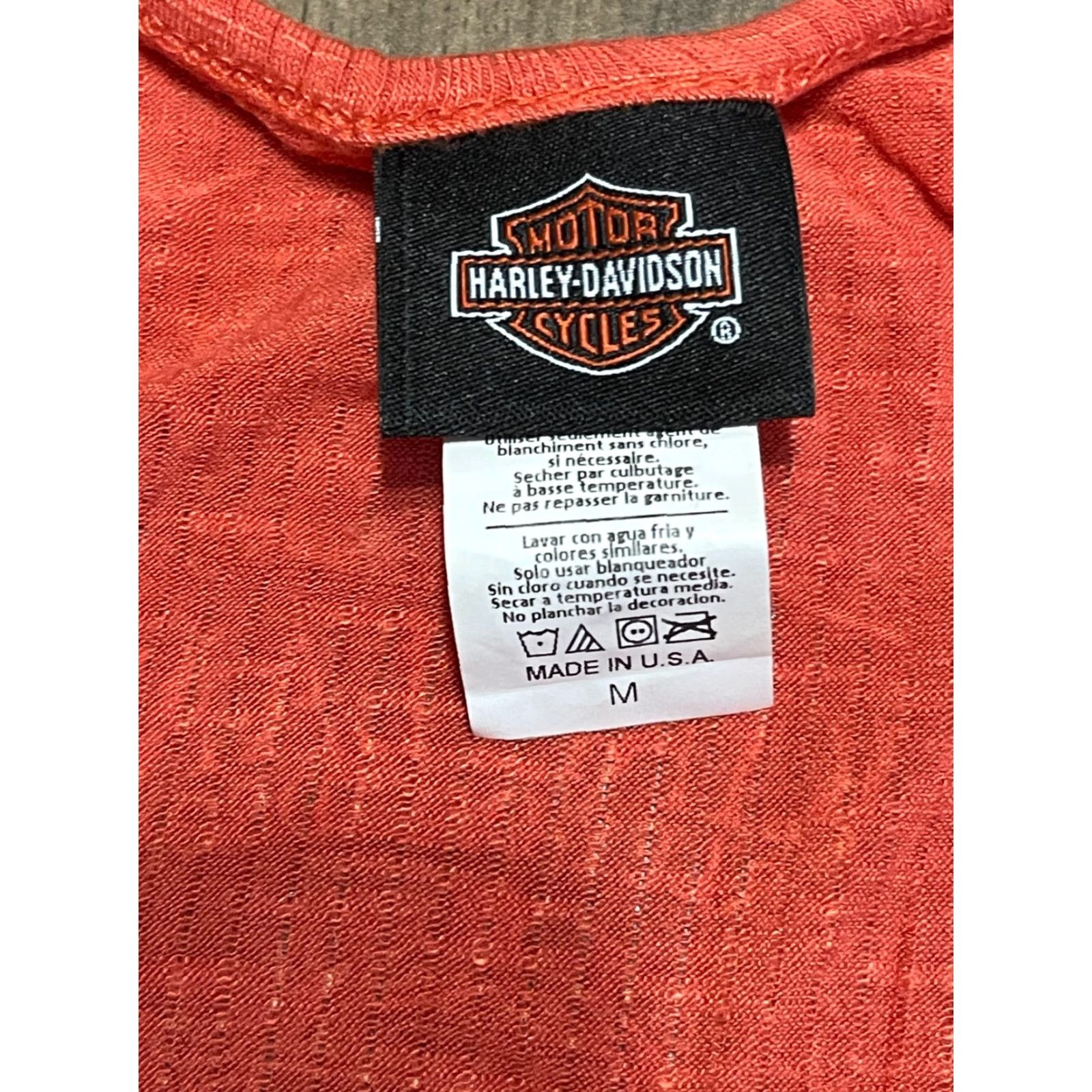 Harley Davidson Harley-Davidson Tank Top Women’s Size M Orange Flower Print Viking Land Casual Sleeveless Scoop Neck Size M / US 6-8 / IT 42-44 - 6 Thumbnail