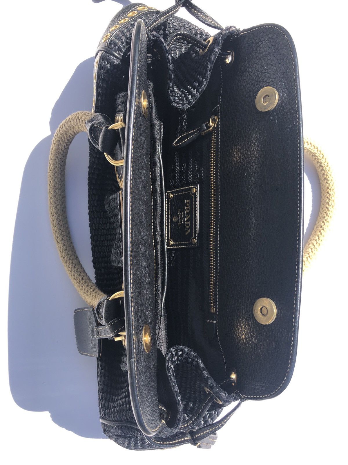 Prada Prada Frame Satchel Woven Raffia Small Size ONE SIZE - 5 Thumbnail