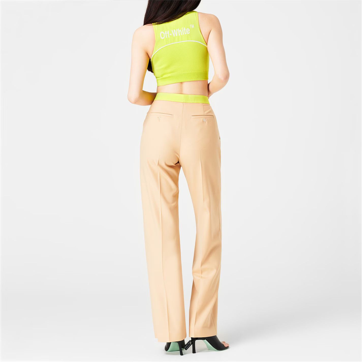 Off-White o1y1225 Sweatpant in Beige/Lime Green Size 28" / US 6 / IT 42 - 3 Thumbnail