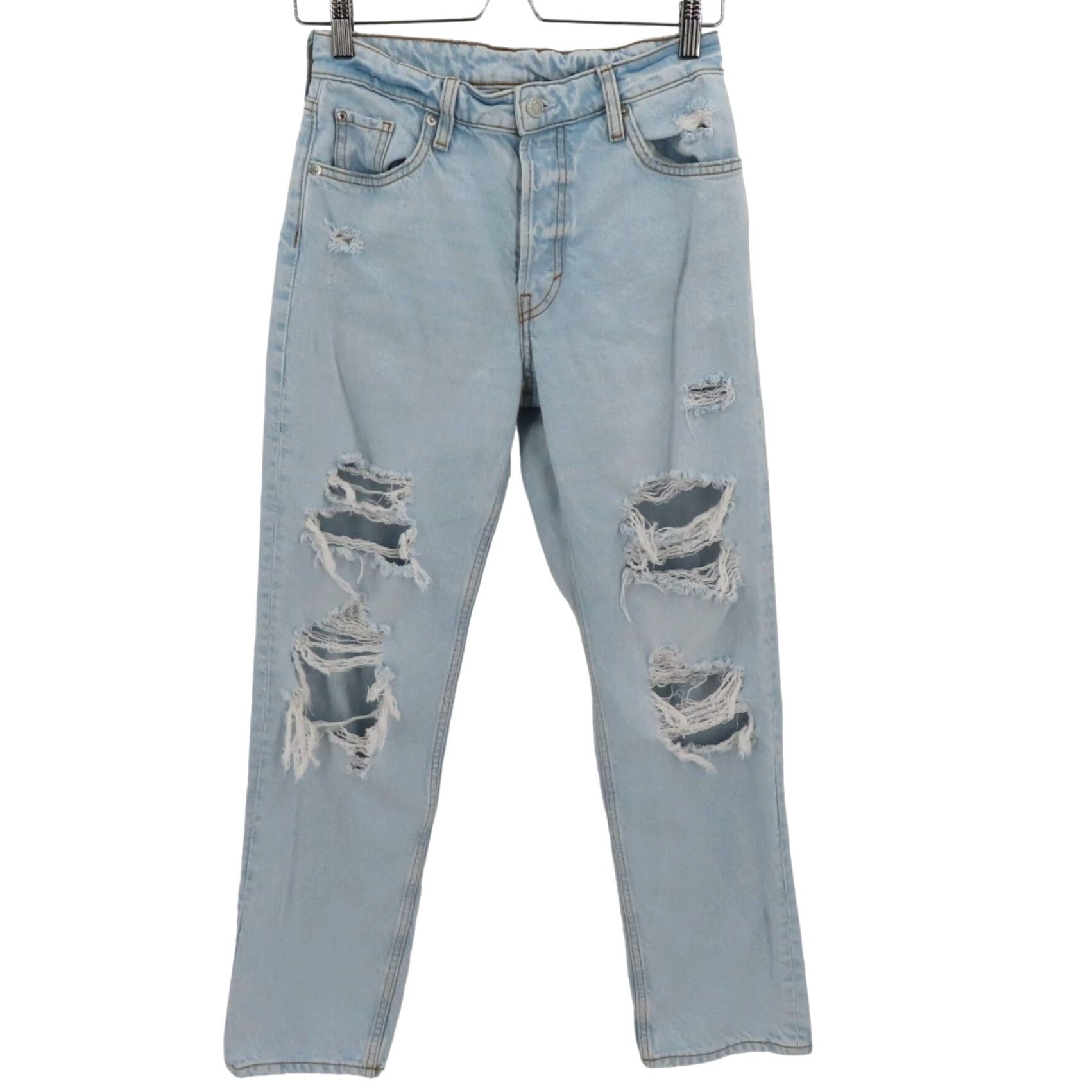 Denime VINTAGE &Denim Denim Blue 90s Boyfriend High Waist Jeans Button Fly Womens Size 2 Distressed Size 26" / US 2 / IT 38 - 2 Thumbnail