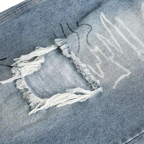 Japanese Brand × Jean Punk distressed washed raw edge graffiti ripped denim shorts Size US 32 / EU 48 - 4 Thumbnail