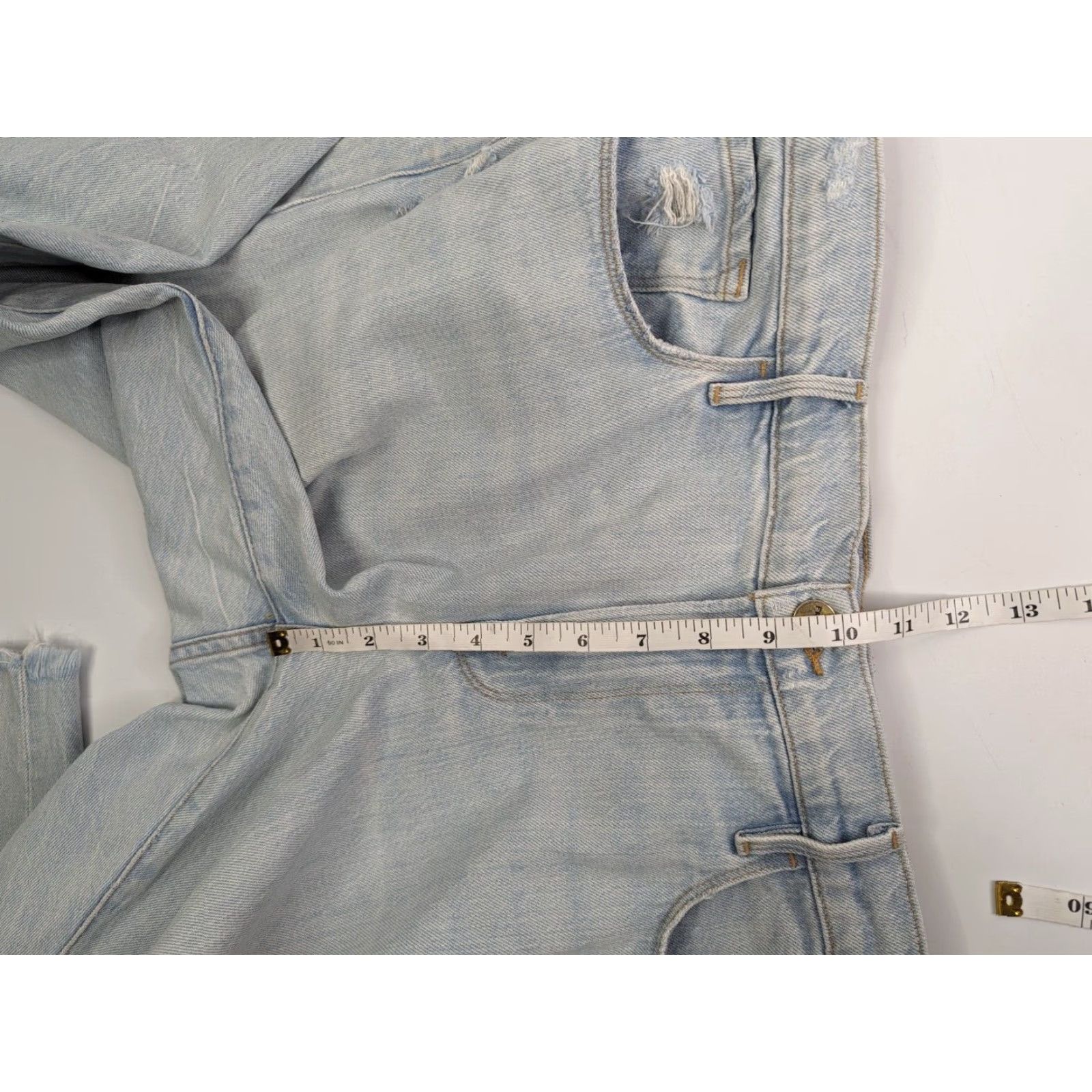 Frame FRAME Le Garcon Boyfriend Jeans LGJRA439 32 Jimi Blue Denim Light Distressed 5-Pocket Regular Women Jeans Size 24" / US 00 / IT 34 - 7 Thumbnail