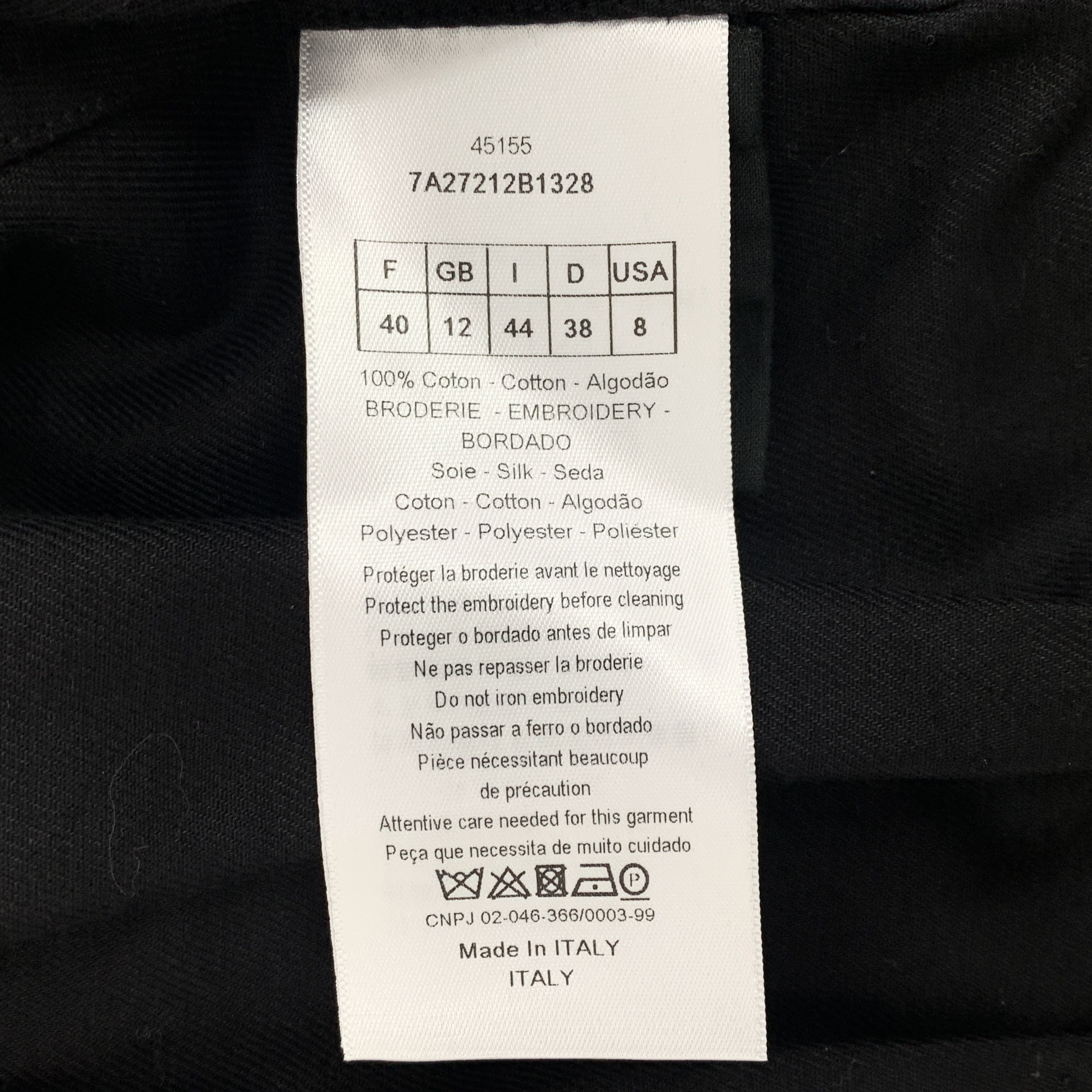 Dior Dior Black Embroidered Cotton Jacket (M) Size US M / EU 48-50 / 2 - 3 Thumbnail