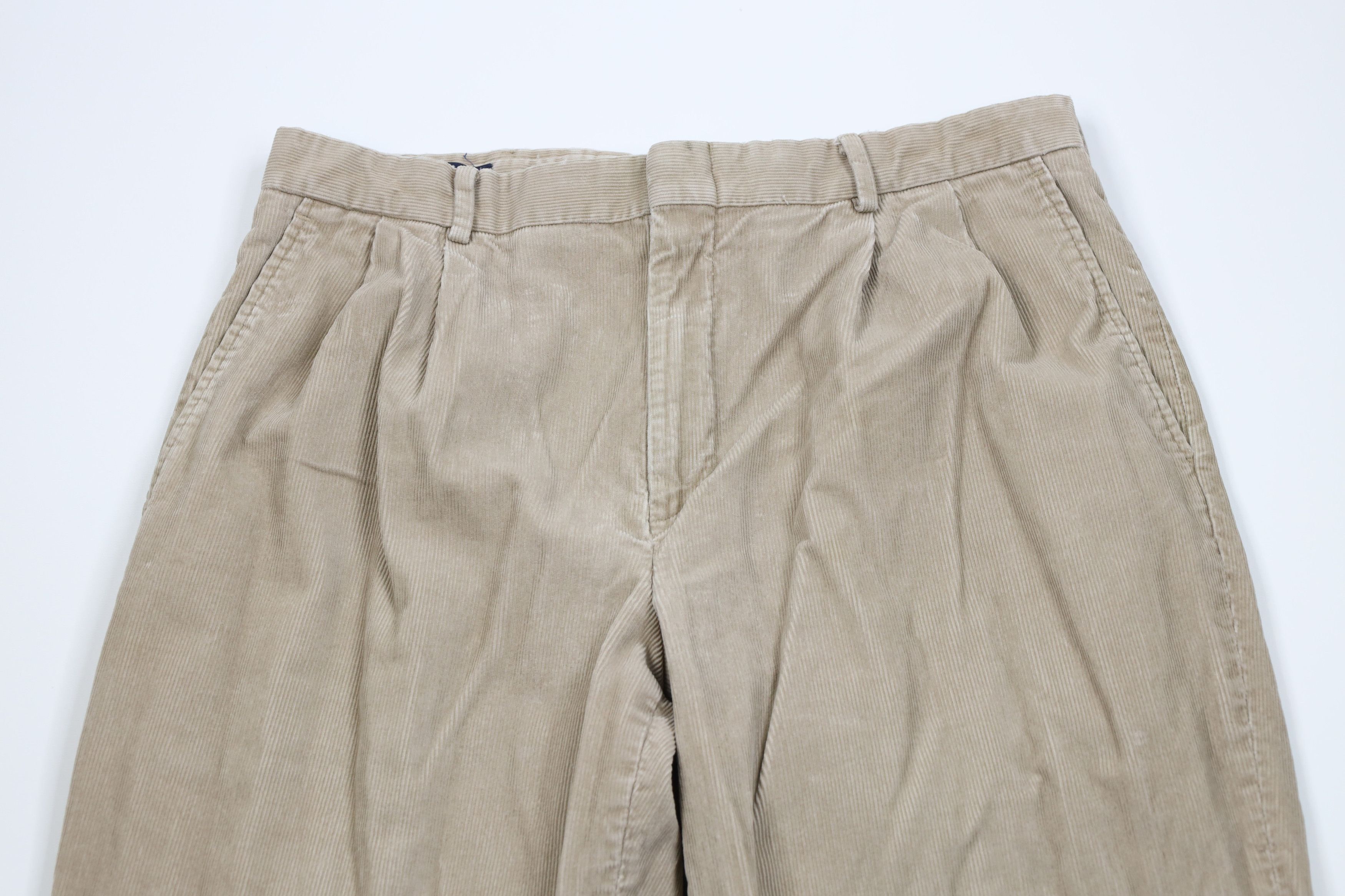 Lands' End Vintage 90s Lands End Pleated Wide Leg Corduroy Chino Pants Size US 34 / EU 50 - 2 Thumbnail