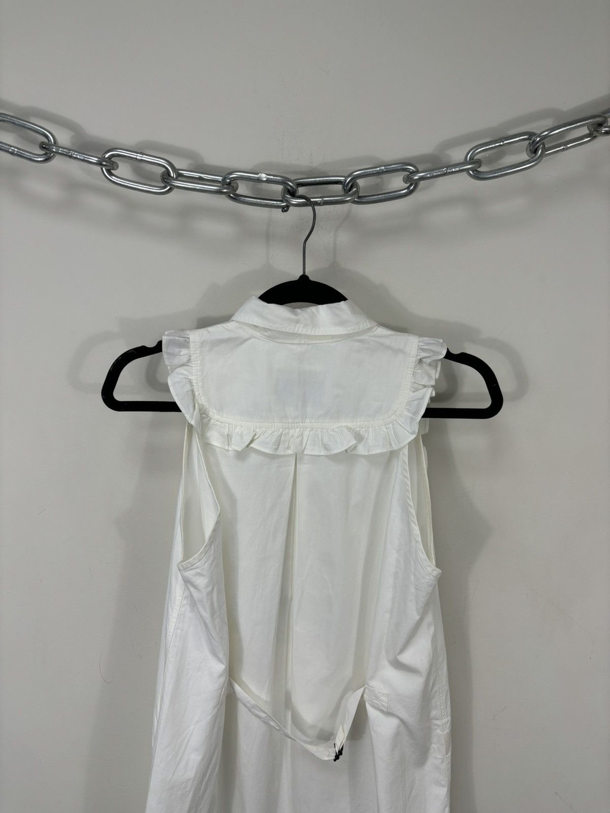 Moschino Vintage Moschino Women’s Ruffle Bib White Sleeveless Dress Size M / US 6-8 / IT 42-44 - 14 Thumbnail