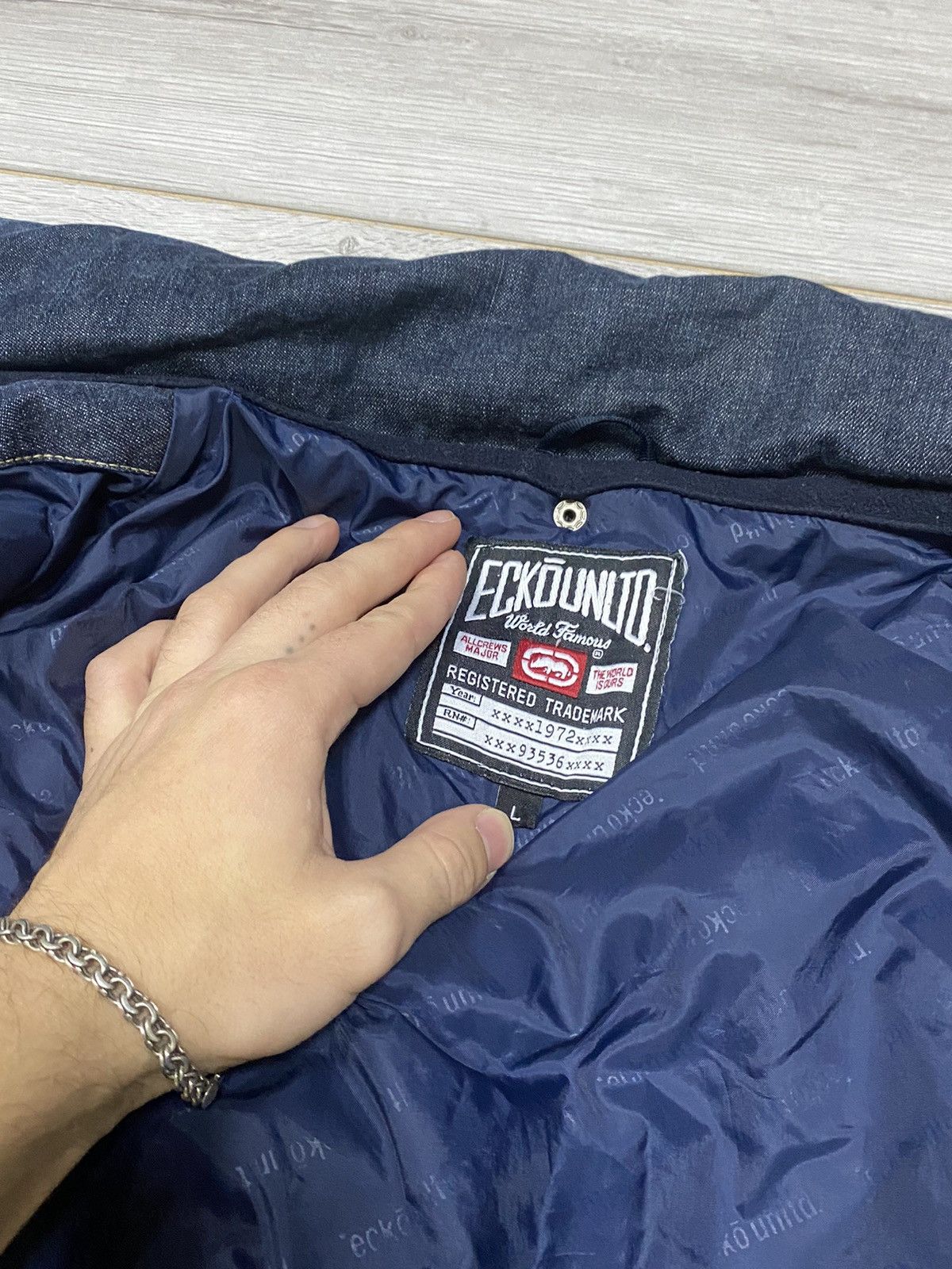 Ecko Unltd. Ecko Unltd Y2K vintage denim puffer down jacket size L Size US L / EU 52-54 / 3 - 4 Thumbnail