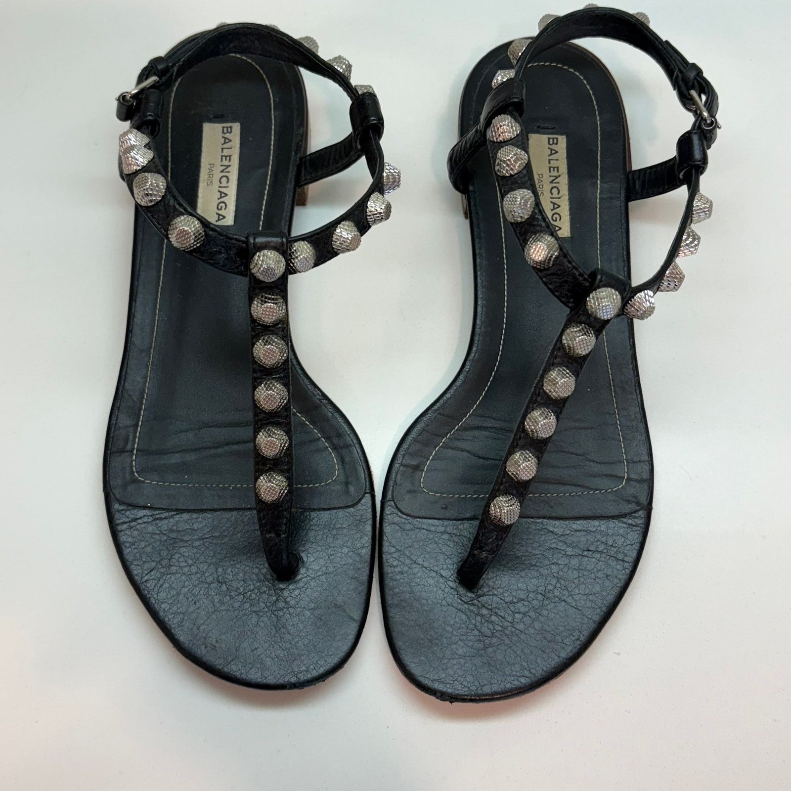 Balenciaga Balenciaga Black Leather Arena Studded Flat Sandals 38.5 8 Size US 8.5 / IT 38.5 - 2 Thumbnail