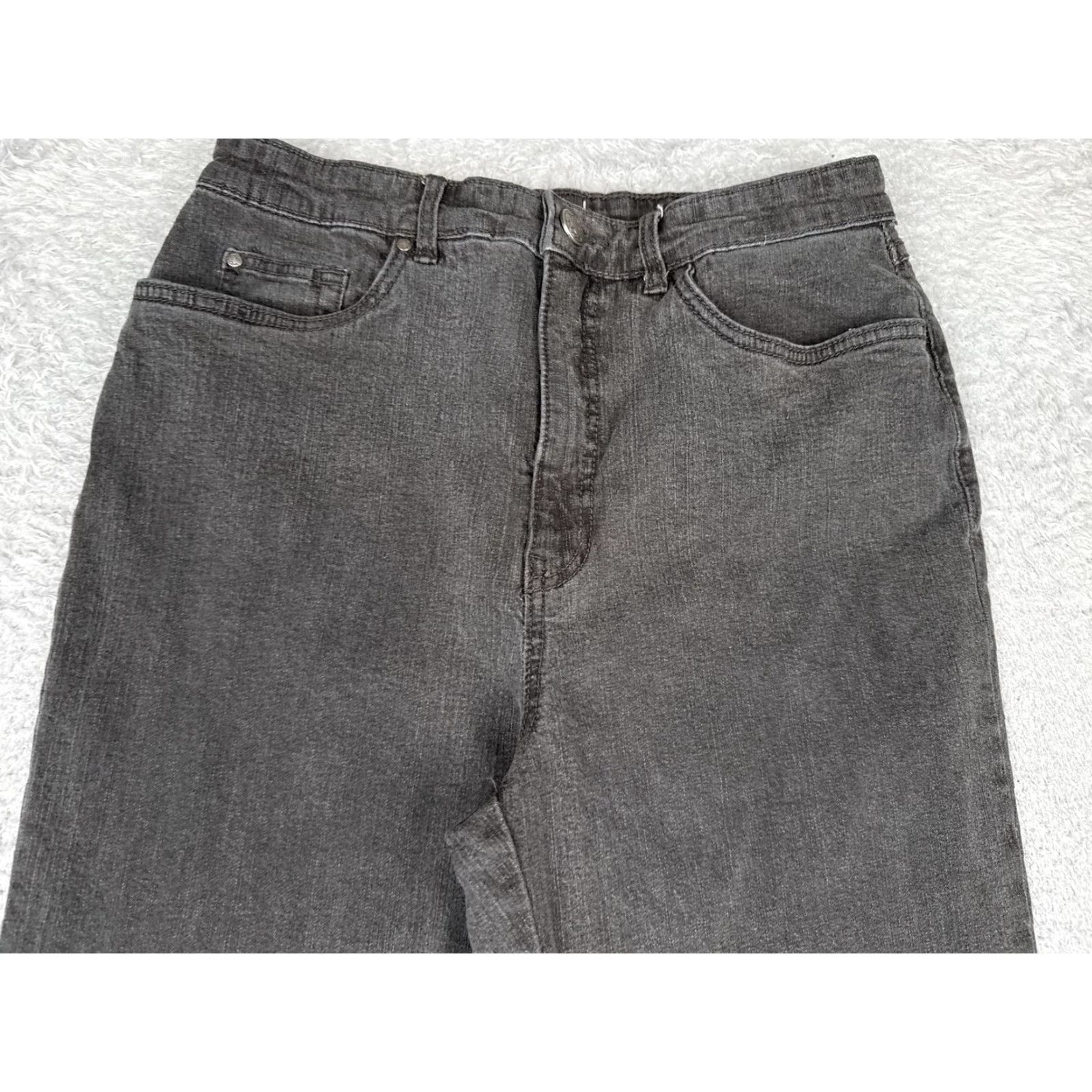 Vintage FDJ French Dressing Jeans Womens 12 Gray Charcoal High Rise Flare 28x32 Stretch Denim 5-Pocket Rhinestone Vintage No Size 34" / US 12 / IT 48 - 4 Thumbnail