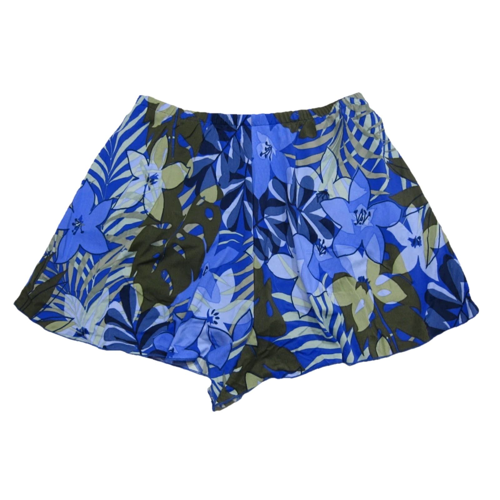 Jantzen VINTAGE Jantzen Classics Blue Green Hawaiian Floral Stretch Flowy Lined Short L Size 28" / US 6 / IT 42 - 2 Thumbnail